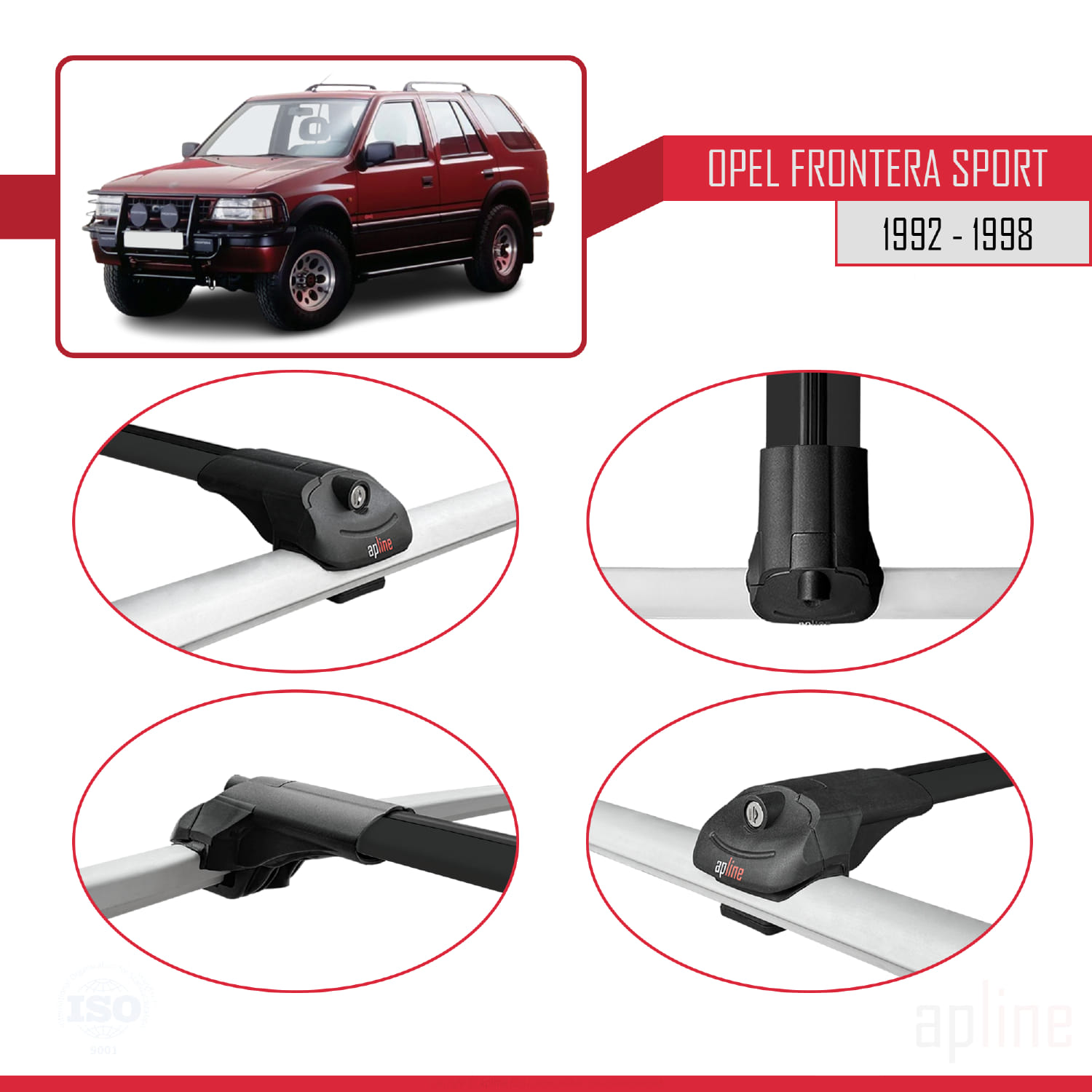 Opel Frontera Sport 1992-1998 Arası ile Uyumlu ACE-1 Model Ara Atkı Tavan Barı Siyah 3 Adet - Görsel 4