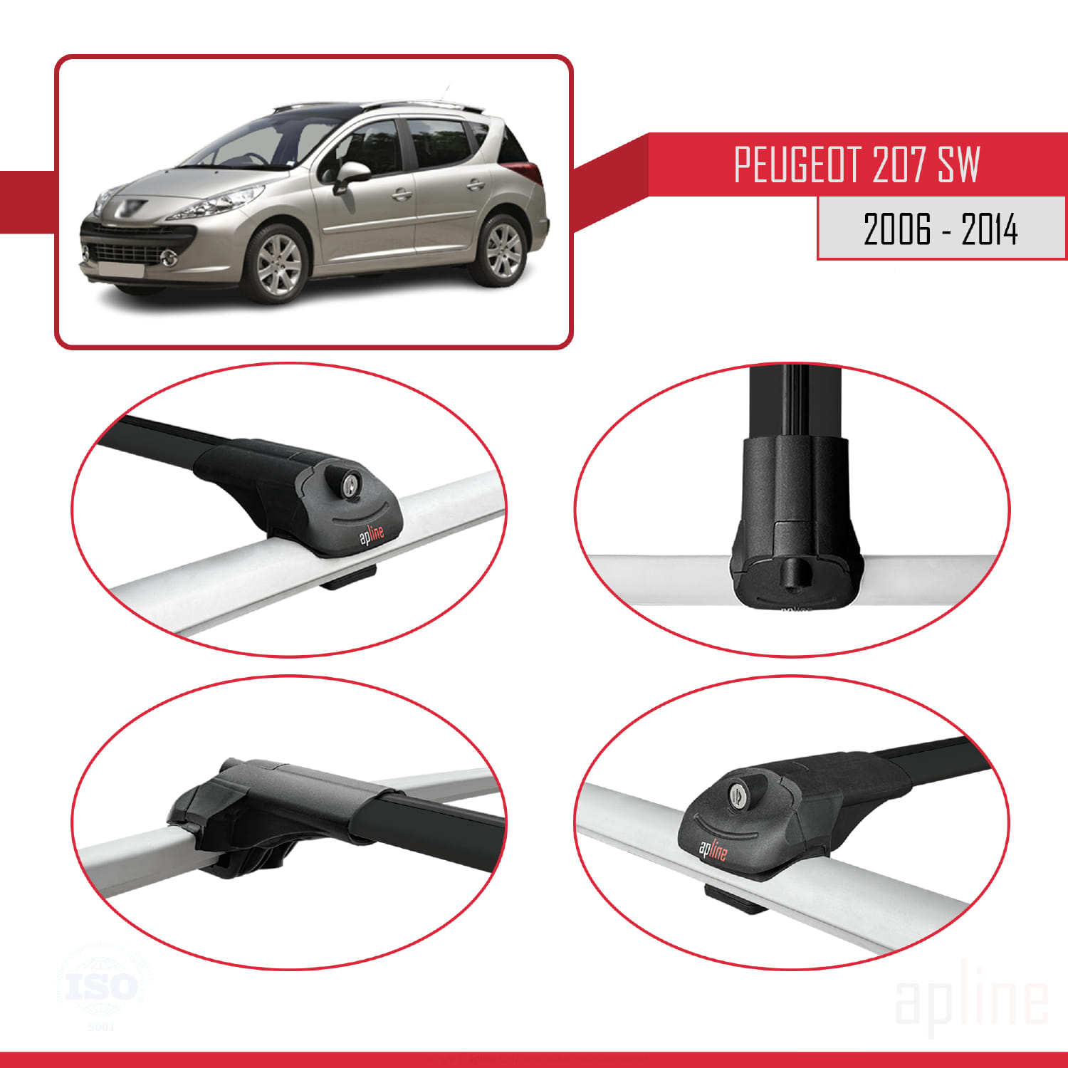 Peugeot 207 SW 2006-2014 Arası ile Uyumlu ACE-1 Model Ara Atkı Tavan Barı Siyah 3 Adet - Görsel 4