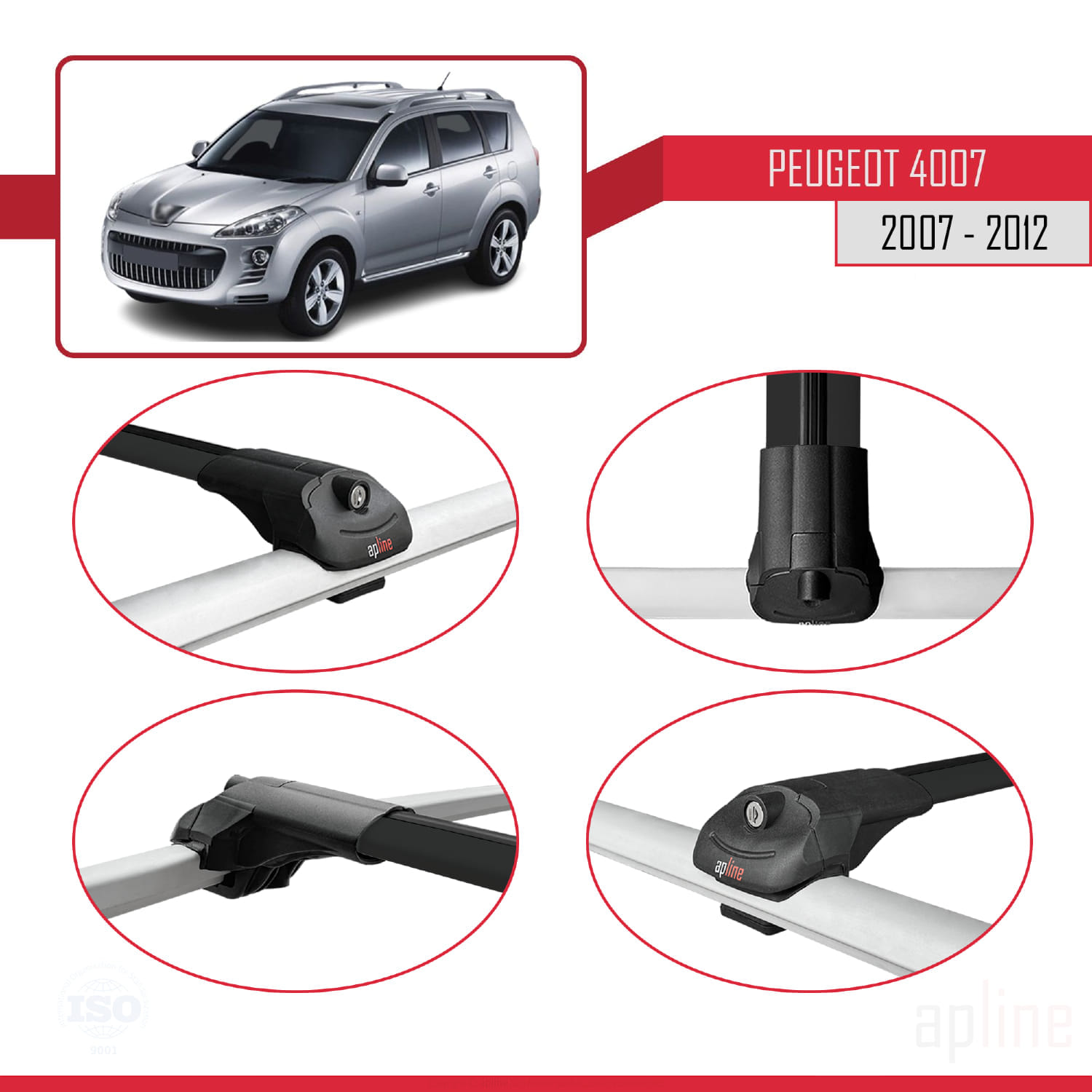 Peugeot 4007 2007-2012 Arası ile Uyumlu ACE-1 Model Ara Atkı Tavan Barı Siyah 3 Adet - Görsel 4