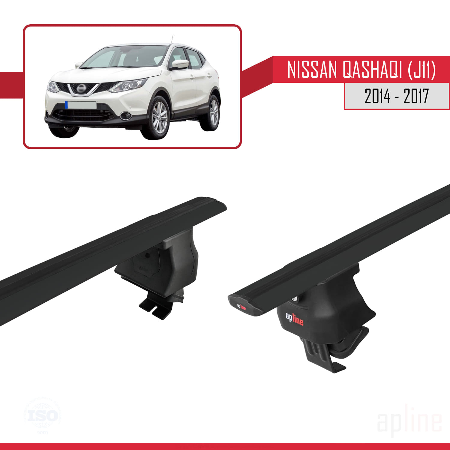Nissan Qashqai 2 (J11) Pre-Facelift 2014-2017 Arası ile Uyumlu ACE-4 Ara Atkı Tavan Barı Siyah 2 Adet - Görsel 4