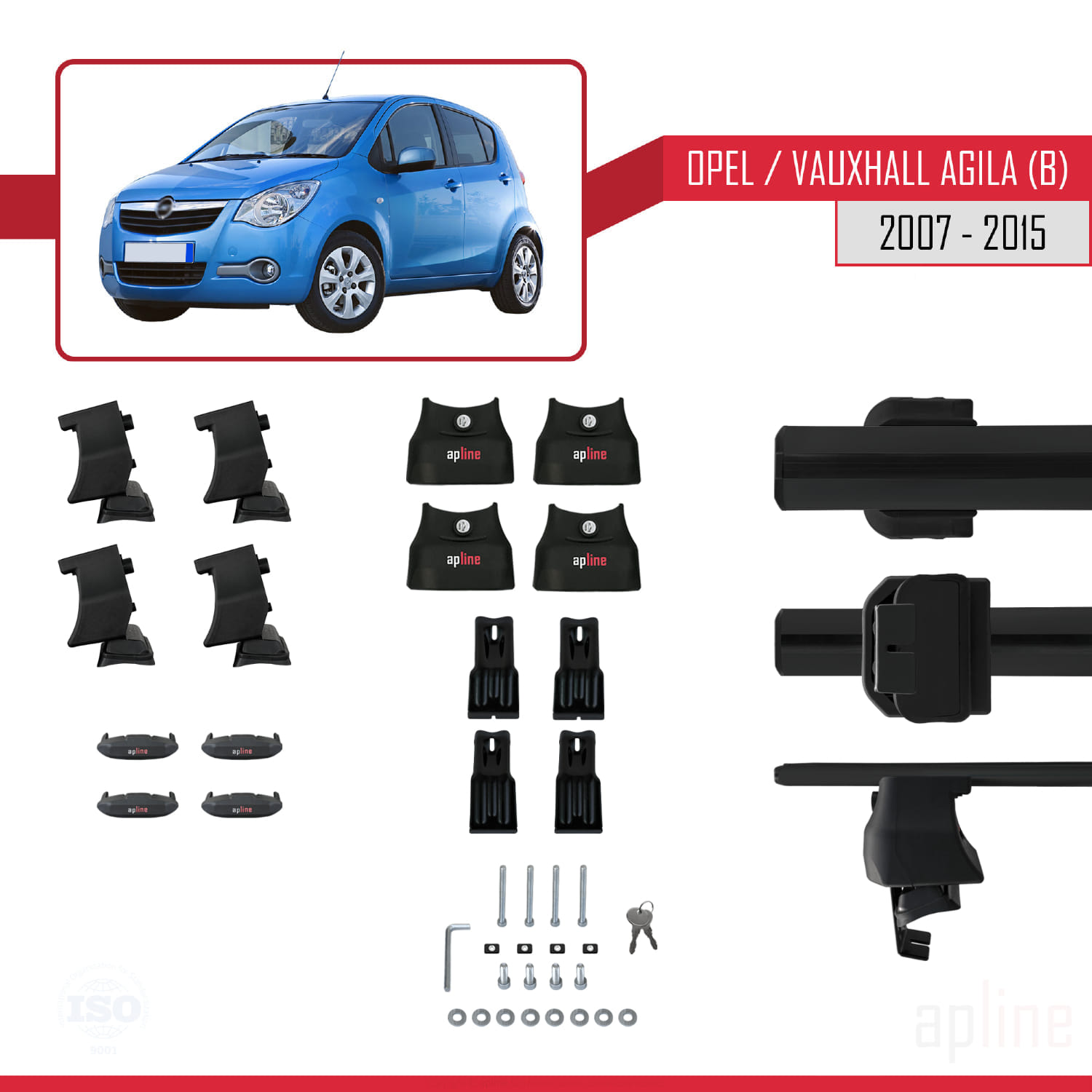 Opel/Vauxhall Agila (B) 2007-2015 Arası ile Uyumlu ACE-4 Ara Atkı Tavan Barı Siyah 2 Adet - Görsel 5
