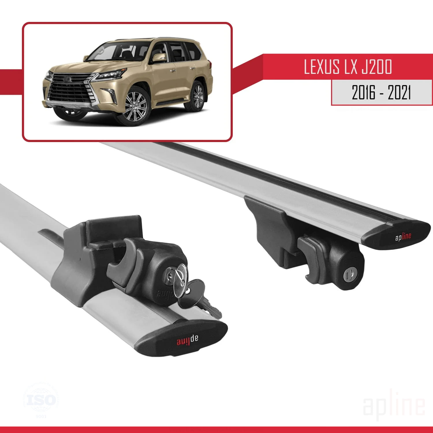 Lexus LX 3 (J200) 2016-2021 Arası ile Uyumlu HOOK Model Ara Atkı Tavan Barı Gri 2 Adet - Görsel 5