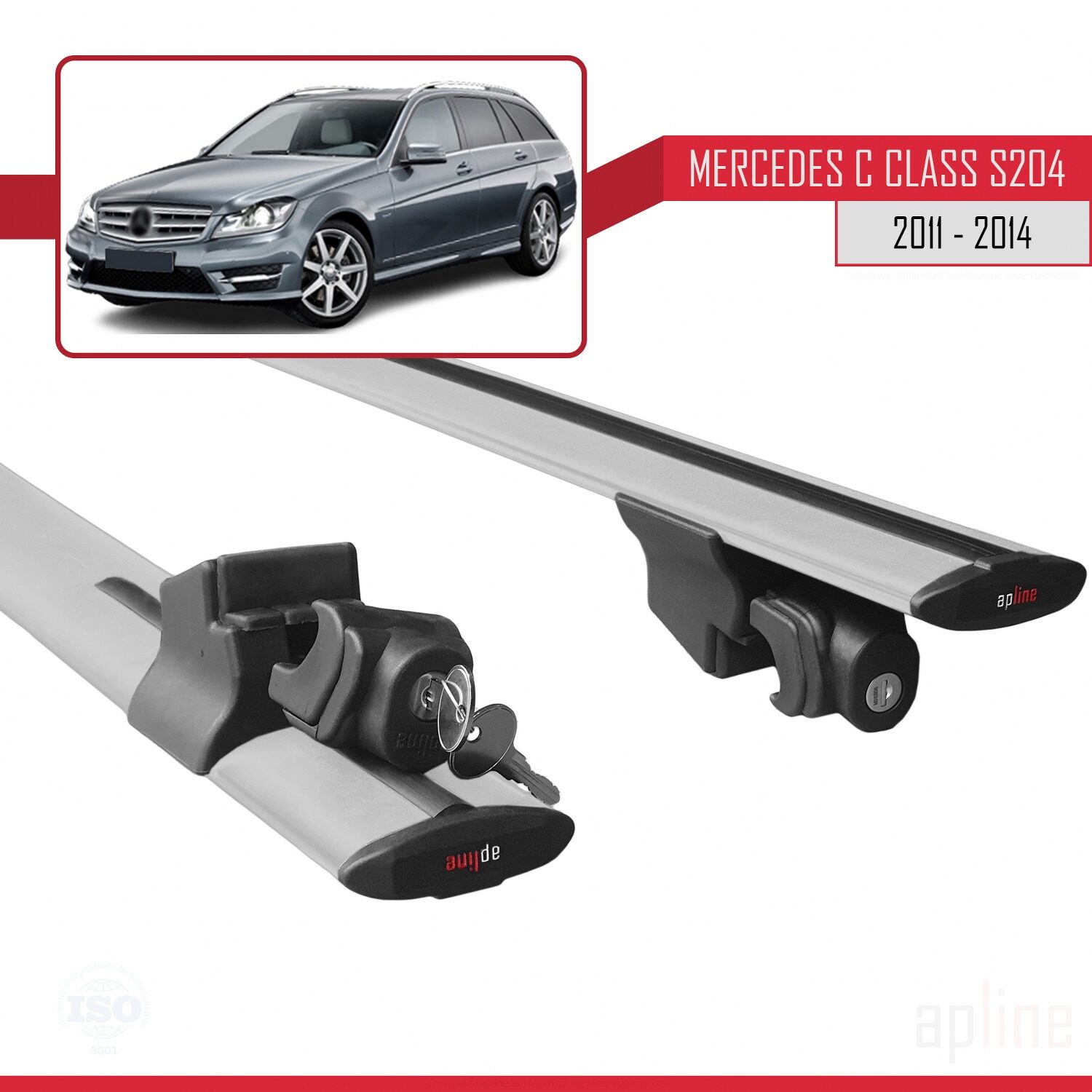 Mercedes C Class 3 (S204) Post-Facelift 2011-2014 Arası ile Uyumlu HOOK Model Ara Atkı Tavan Barı Gri 2 Adet - Görsel 5