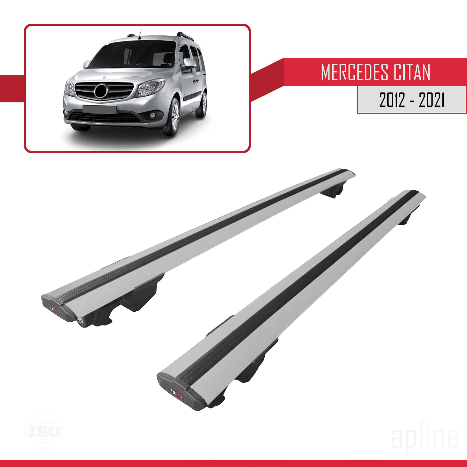Mercedes Citan (W415) 2012-2021 Arası ile Uyumlu HOOK Model Ara Atkı Tavan Barı Gri 2 Adet - Görsel 4