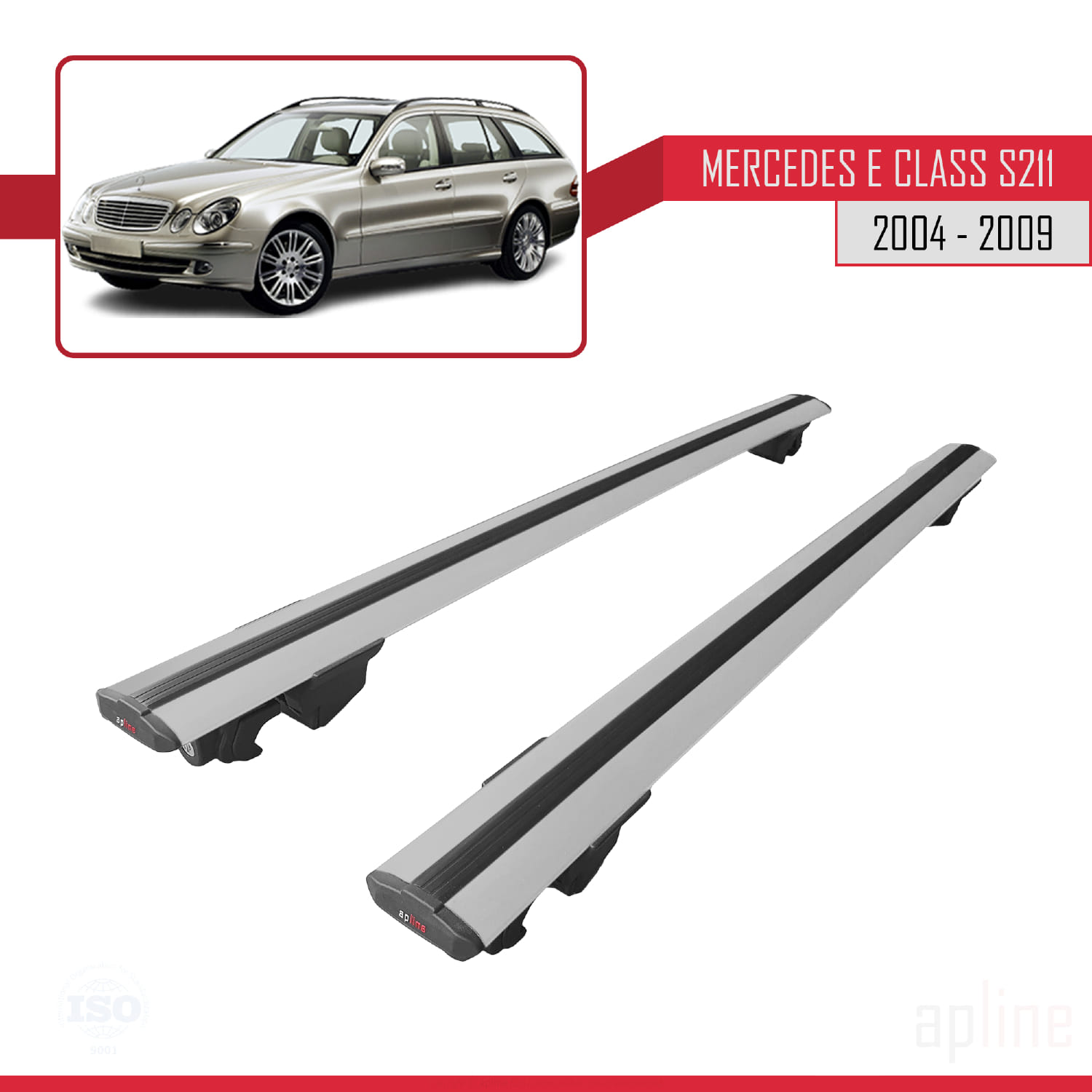 Mercedes E Class 3 (S211) 2004-2009 Arası ile Uyumlu HOOK Model Ara Atkı Tavan Barı Gri 2 Adet - Görsel 4