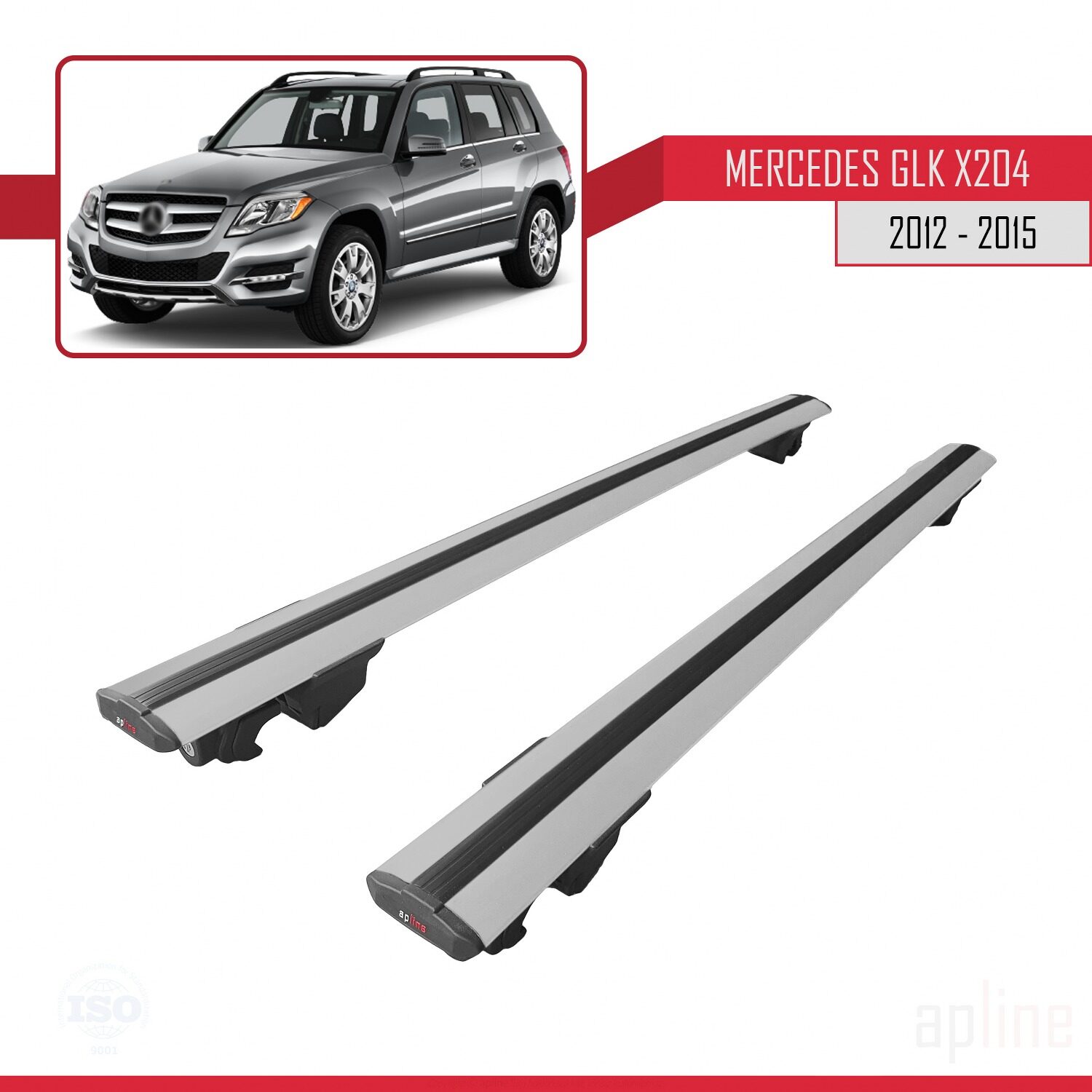 Mercedes GLK Class (X204) Post-Facelift 2012-2015 Arası ile Uyumlu HOOK Model Ara Atkı Tavan Barı Gri 2 Adet - Görsel 4