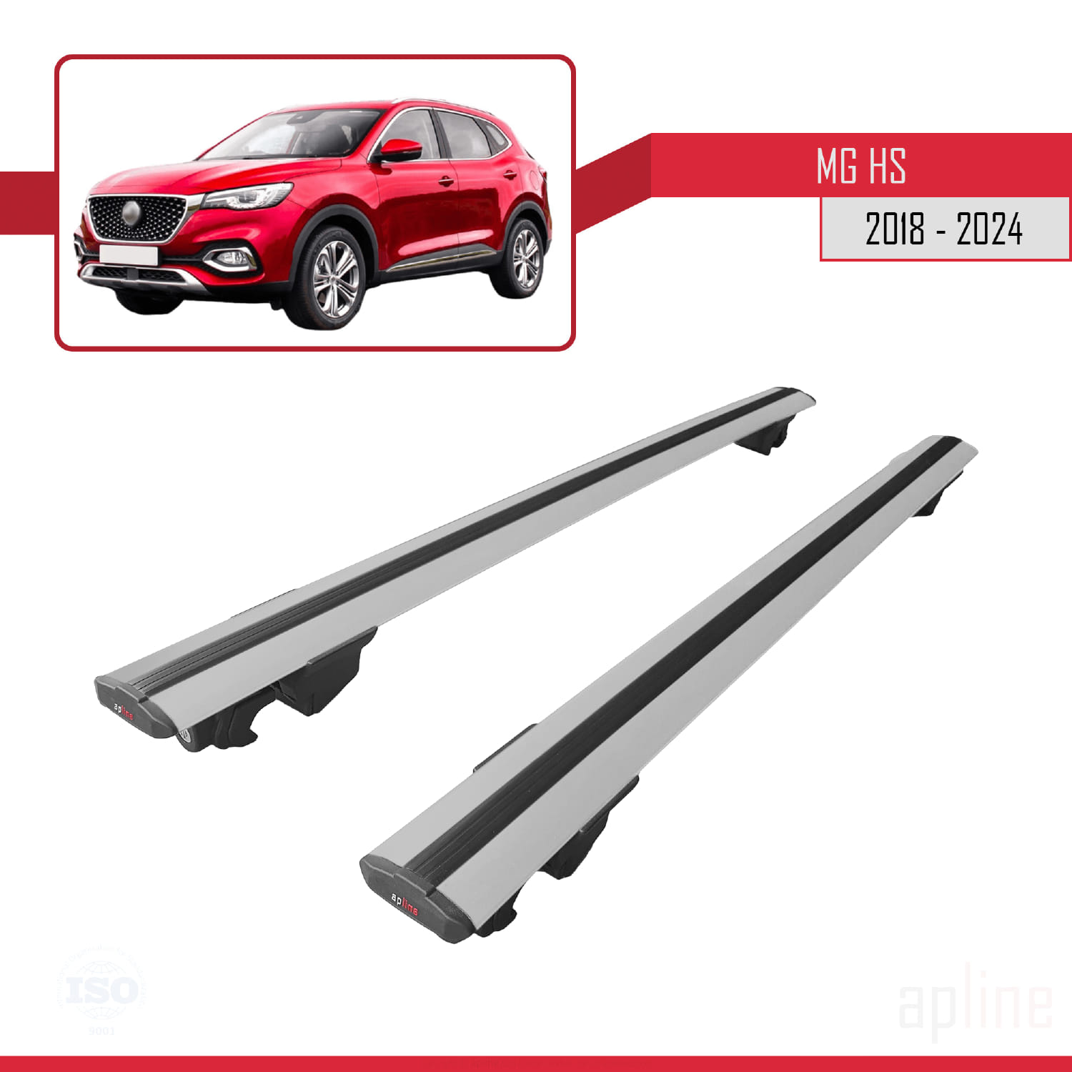MG HS (AS23) 2018-2024 Arası ile Uyumlu HOOK Model Ara Atkı Tavan Barı Gri 2 Adet - Görsel 4