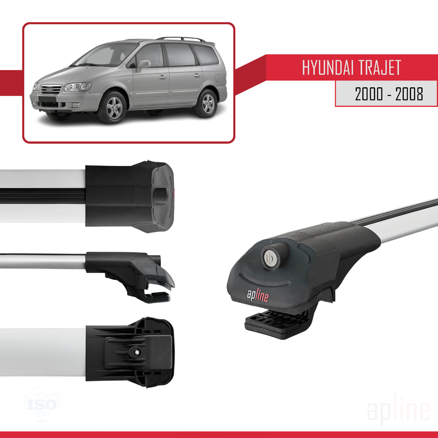 Hyundai Trajet (FO) 1999-2008 Arası ile Uyumlu ACE-1 Model Ara Atkı Tavan Barı Gri 2 Adet - Görsel 3