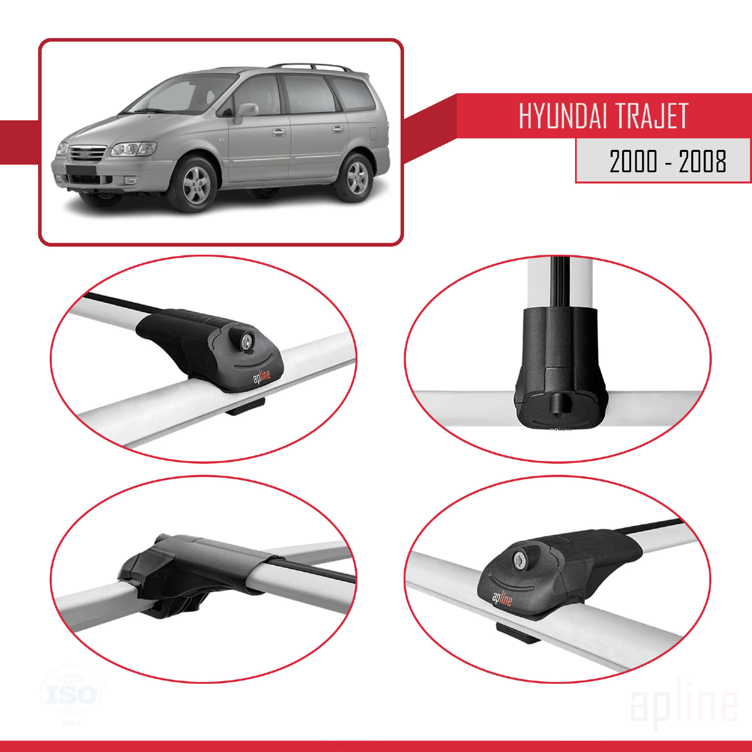 Hyundai Trajet (FO) 1999-2008 Arası ile Uyumlu ACE-1 Model Ara Atkı Tavan Barı Gri 2 Adet - Görsel 4