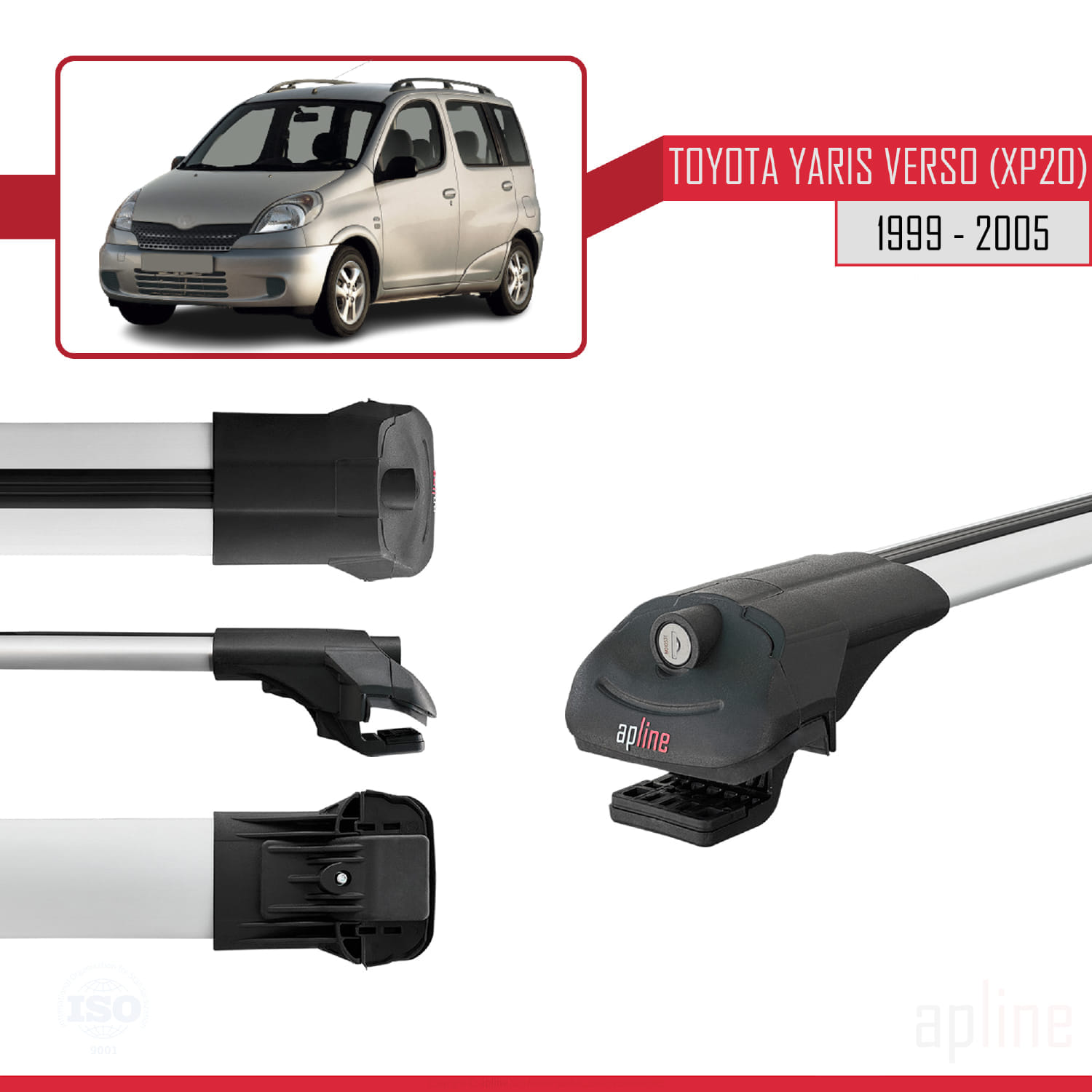 Toyota Yaris Verso (XP20) 1999-2005 Arası ile Uyumlu ACE-1 Model Ara Atkı Tavan Barı Gri 2 Adet - Görsel 3