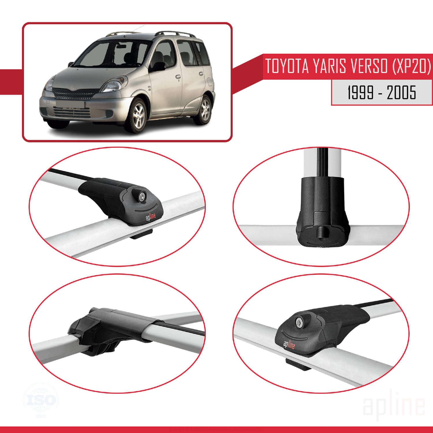 Toyota Yaris Verso (XP20) 1999-2005 Arası ile Uyumlu ACE-1 Model Ara Atkı Tavan Barı Gri 2 Adet - Görsel 4