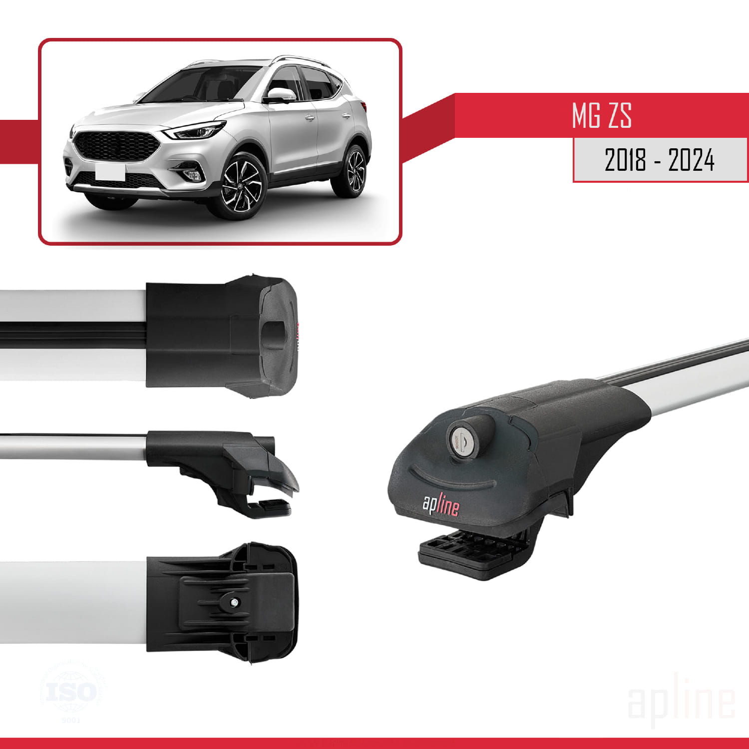 MG ZS 2018-2024 Arası ile Uyumlu ACE-1 Model Ara Atkı Tavan Barı Gri 3 Adet - Görsel 3