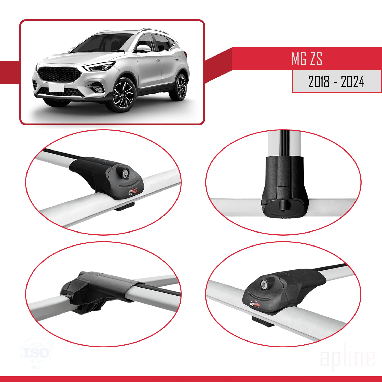 MG ZS 2018-2024 Arası ile Uyumlu ACE-1 Model Ara Atkı Tavan Barı Gri 3 Adet - Görsel 4