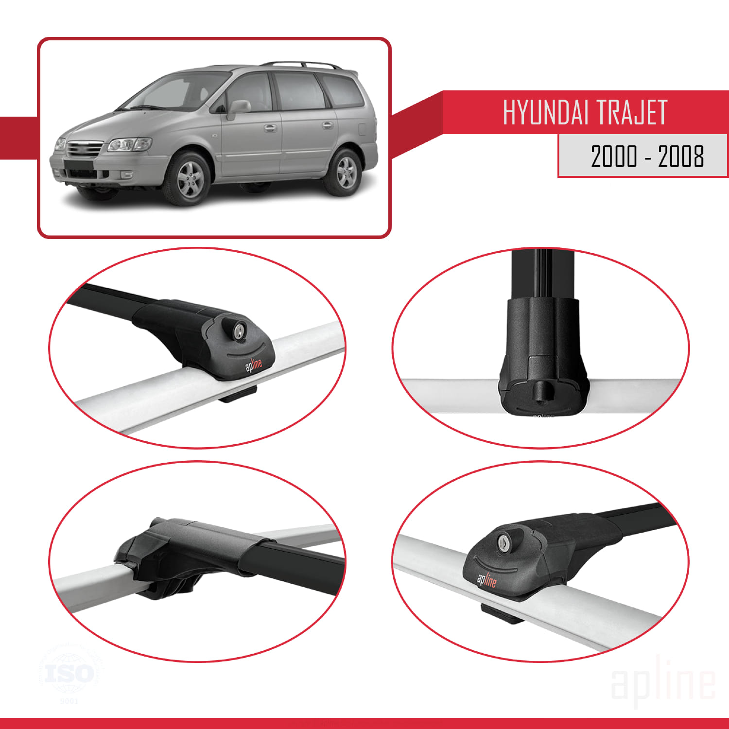 Hyundai Trajet (FO) 1999-2008 Arası ile Uyumlu ACE-1 Model Ara Atkı Tavan Barı Siyah 2 Adet - Görsel 4