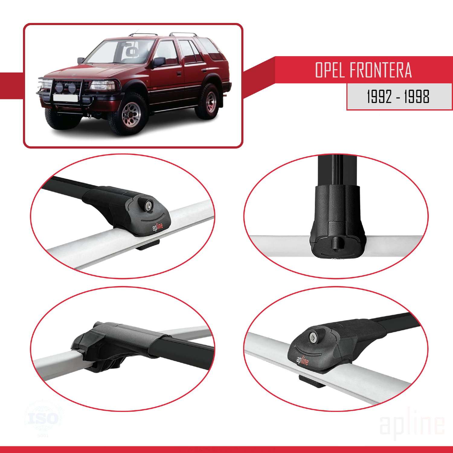 Opel Frontera 1992-1998 Arası ile Uyumlu ACE-1 Model Ara Atkı Tavan Barı Siyah 2 Adet - Görsel 4
