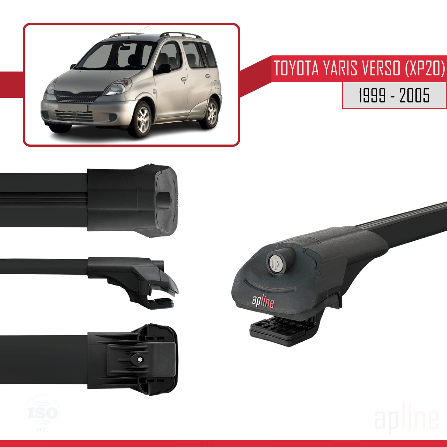Toyota Yaris Verso (XP20) 1999-2005 Arası ile Uyumlu ACE-1 Model Ara Atkı Tavan Barı Siyah 2 Adet - Görsel 3
