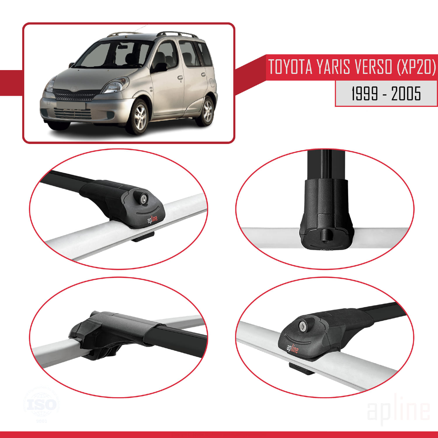 Toyota Yaris Verso (XP20) 1999-2005 Arası ile Uyumlu ACE-1 Model Ara Atkı Tavan Barı Siyah 2 Adet - Görsel 4