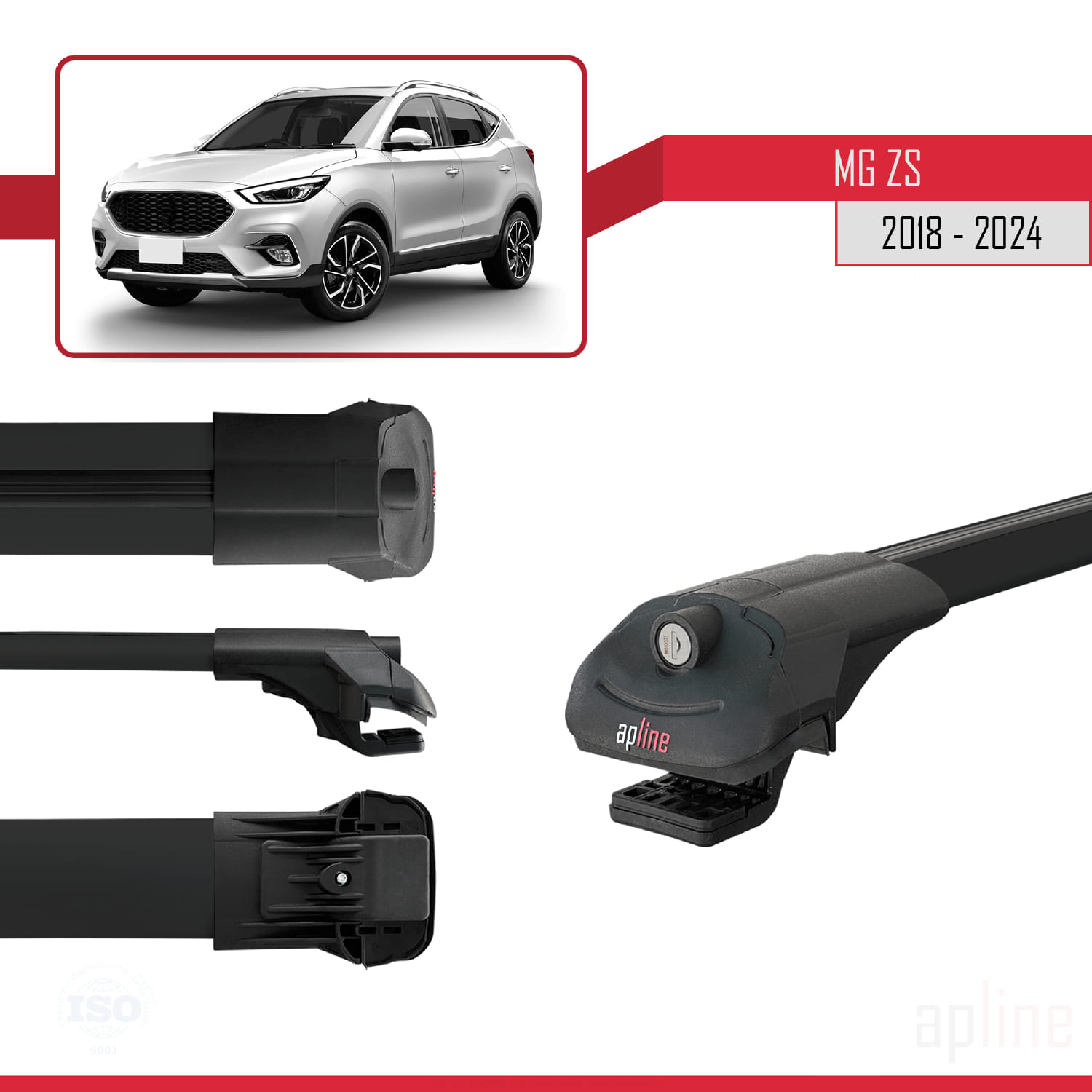 MG ZS 2018-2024 Arası ile Uyumlu ACE-1 Model Ara Atkı Tavan Barı Siyah 3 Adet - Görsel 3