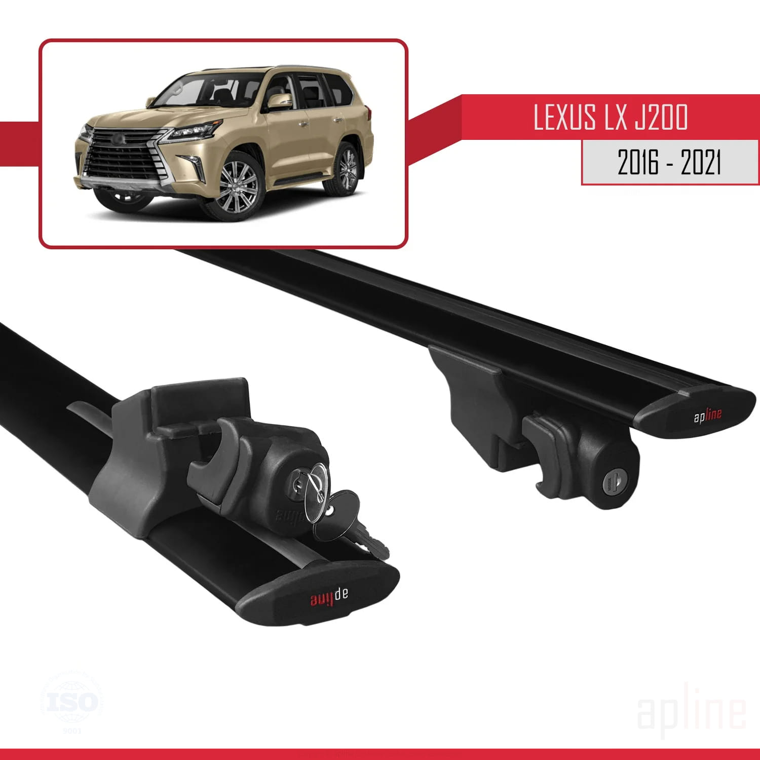 Lexus LX 3 (J200) 2016-2021 Arası ile Uyumlu HOOK Model Ara Atkı Tavan Barı Siyah 2 Adet - Görsel 5