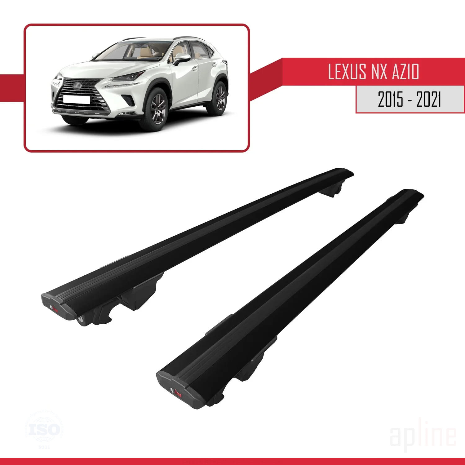 Lexus NX (AZ10) 2015-2021 Arası ile Uyumlu HOOK Model Ara Atkı Tavan Barı Siyah 2 Adet - Görsel 4