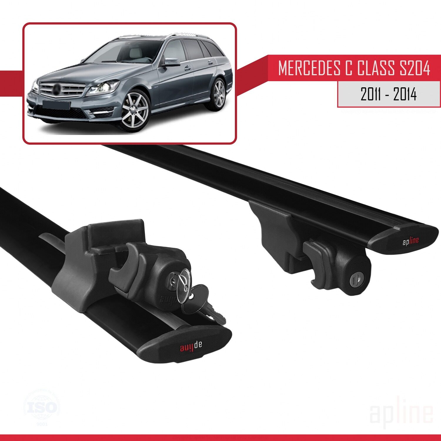 Mercedes C Class 3 (S204) Post-Facelift 2011-2014 Arası ile Uyumlu HOOK Model Ara Atkı Tavan Barı Siyah 2 Adet - Görsel 5