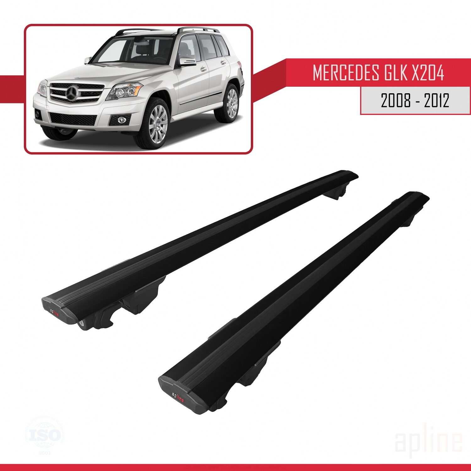 Mercedes GLK Class (X204) Pre-Facelift 2008-2012 Arası ile Uyumlu HOOK Model Ara Atkı Tavan Barı Siyah 2 Adet - Görsel 4