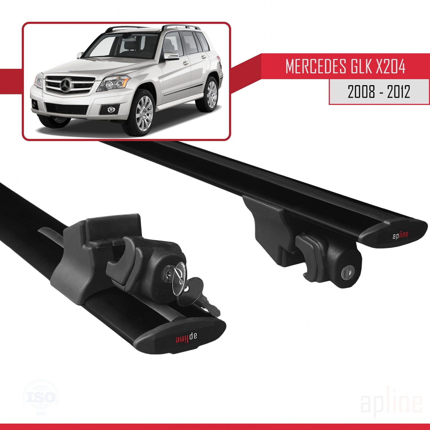 Mercedes GLK Class (X204) Pre-Facelift 2008-2012 Arası ile Uyumlu HOOK Model Ara Atkı Tavan Barı Siyah 2 Adet - Görsel 5