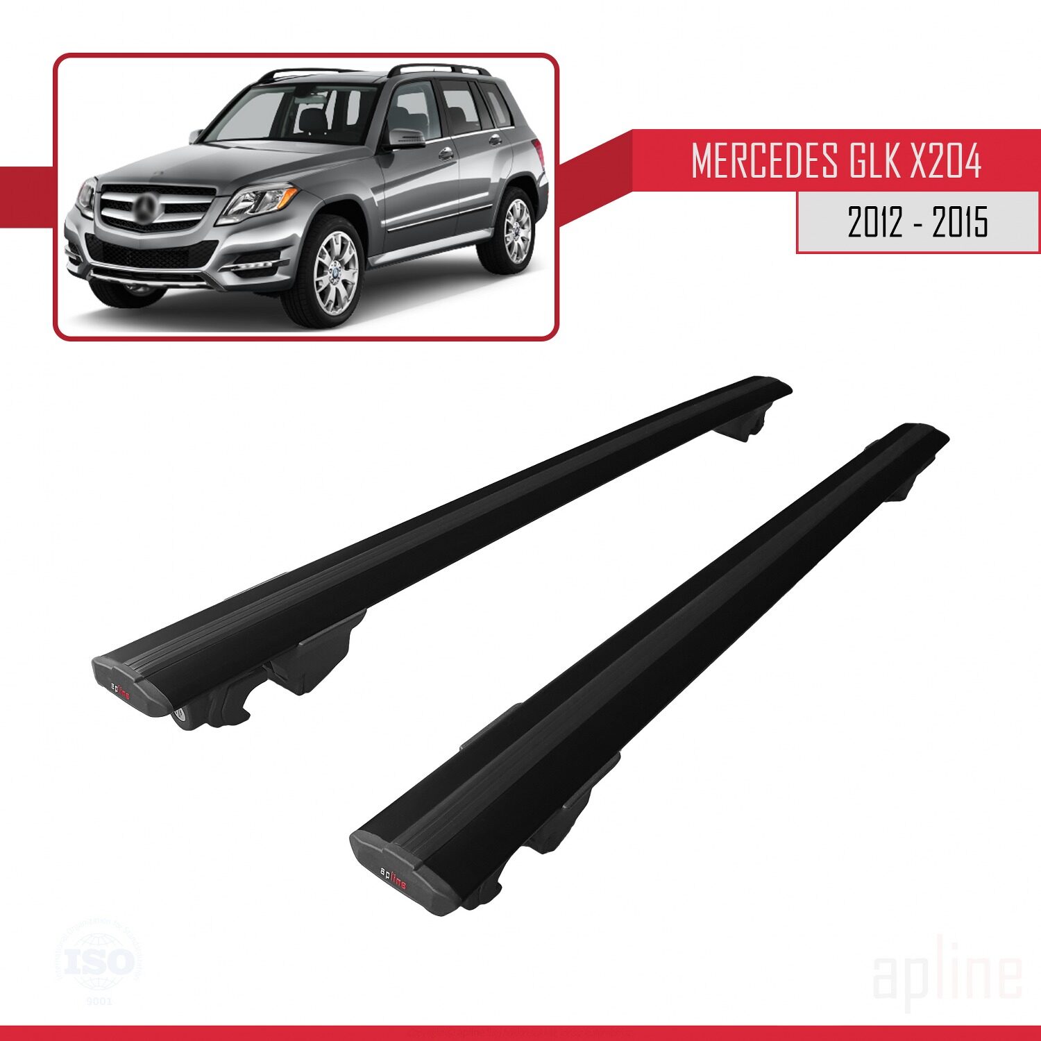 Mercedes GLK Class (X204) Post-Facelift 2012-2015 Arası ile Uyumlu HOOK Model Ara Atkı Tavan Barı Siyah 2 Adet - Görsel 4