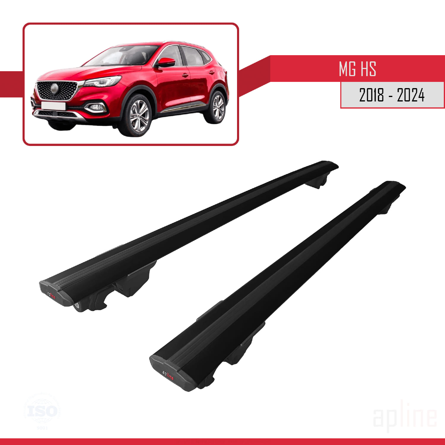 MG HS (AS23) 2018-2024 Arası ile Uyumlu HOOK Model Ara Atkı Tavan Barı Siyah 2 Adet - Görsel 4