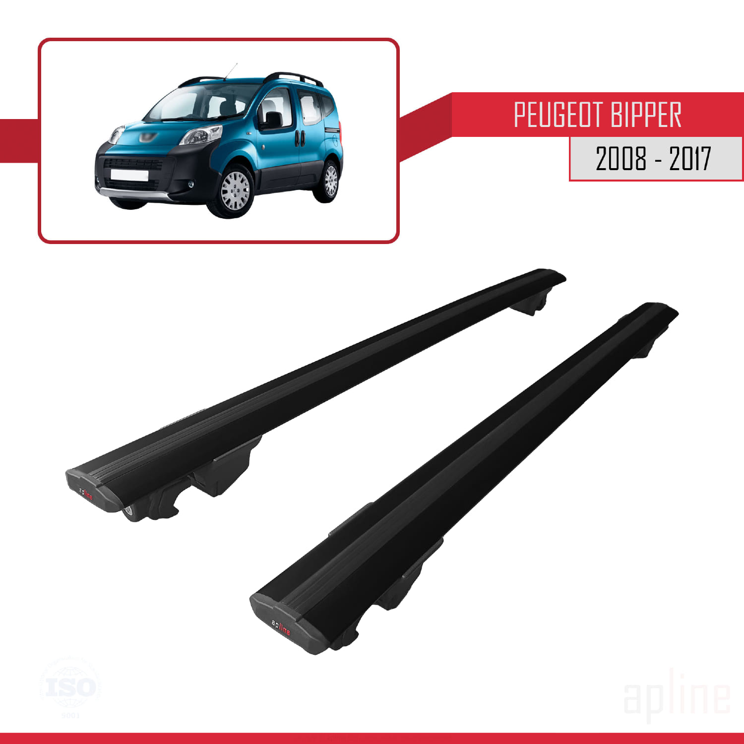 Peugeot Bipper 2008-2018 Arası ile Uyumlu HOOK Model Ara Atkı Tavan Barı Siyah 2 Adet - Görsel 4