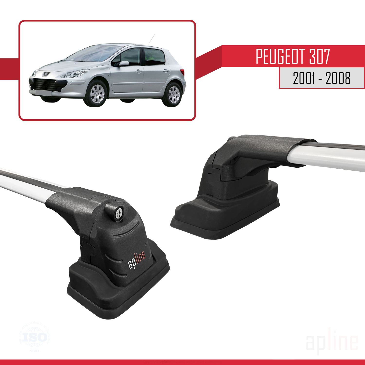 Peugeot 307 2001-2008 Arası ile Uyumlu ACE-3 Model Ara Atkı Tavan Barı Gri 2 Adet - Görsel 3