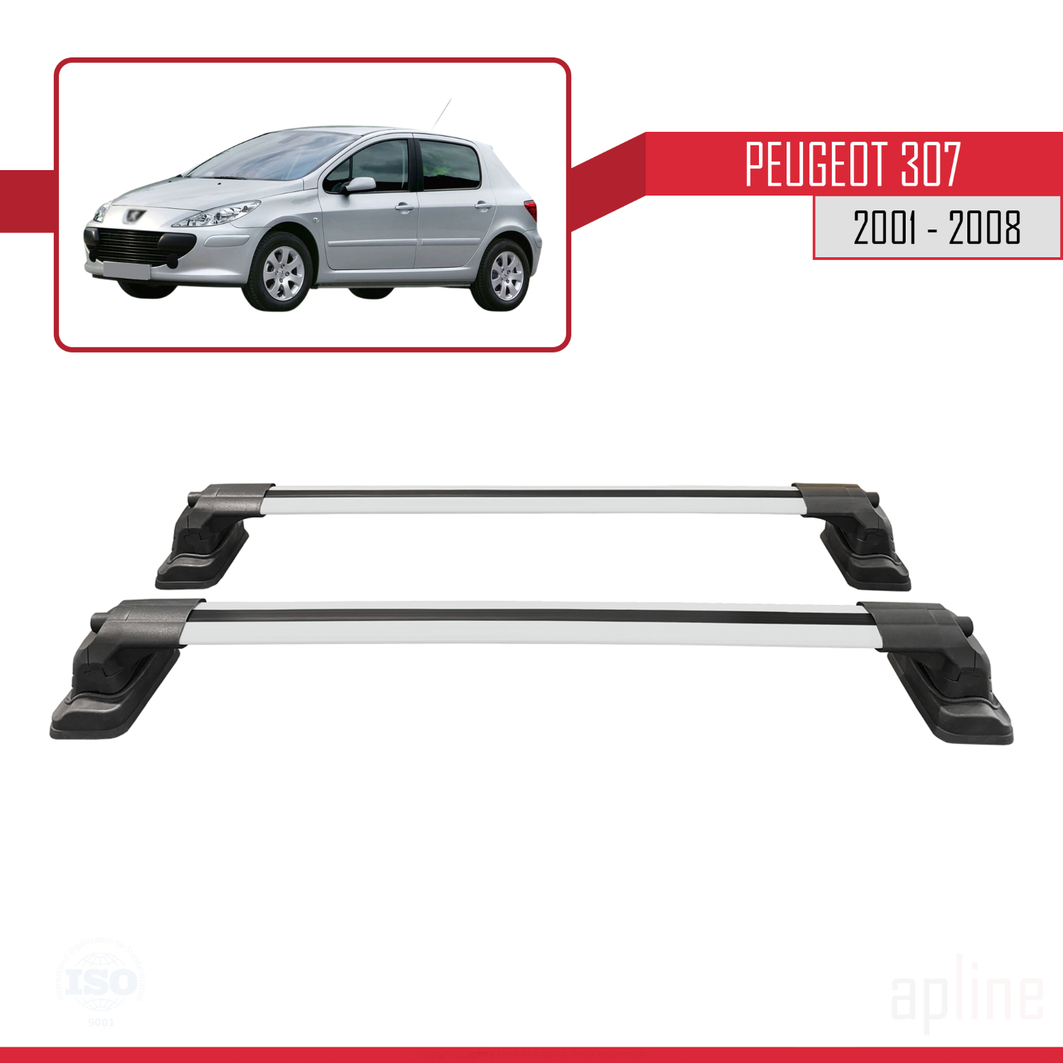 Peugeot 307 2001-2008 Arası ile Uyumlu ACE-3 Model Ara Atkı Tavan Barı Gri 2 Adet - Görsel 4