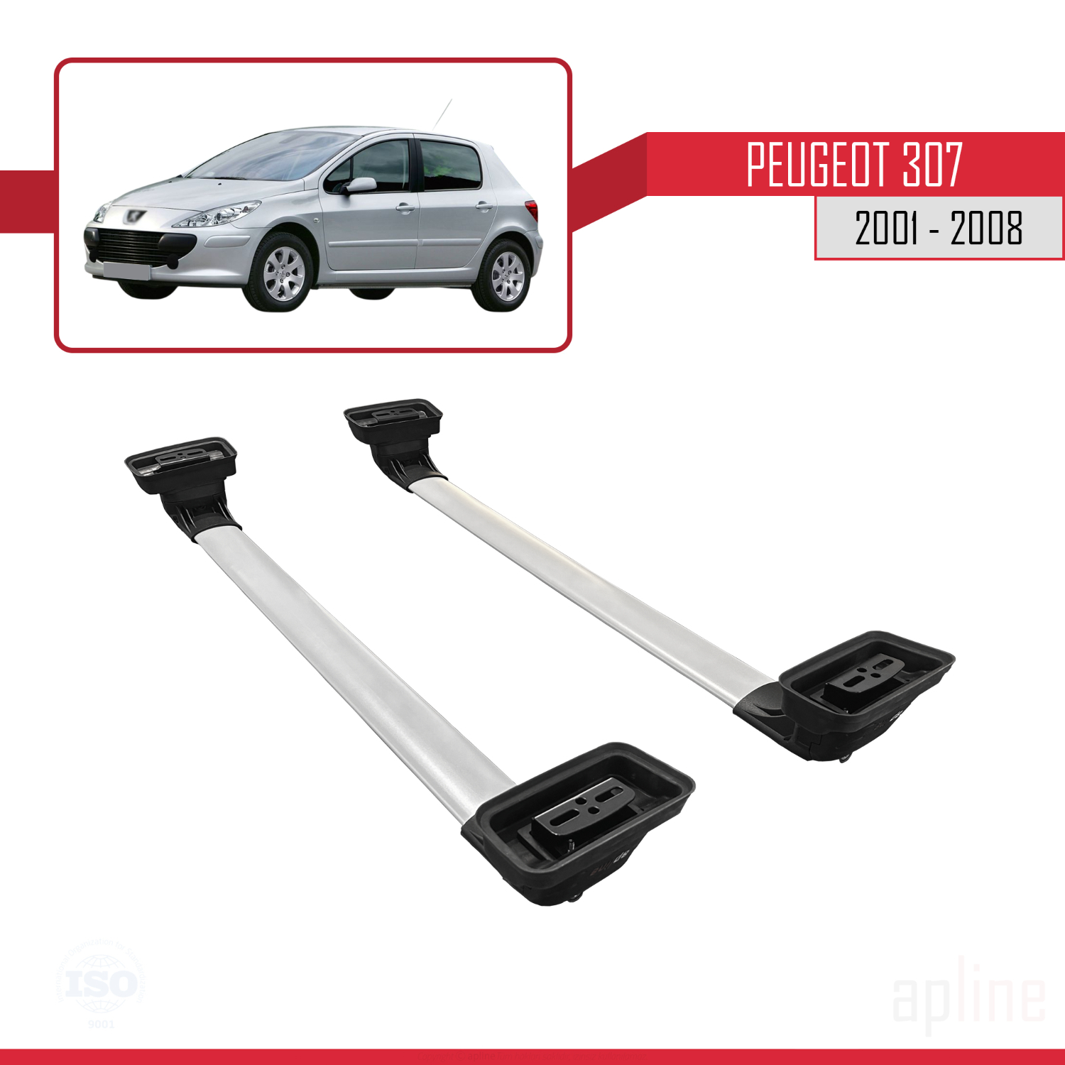 Peugeot 307 2001-2008 Arası ile Uyumlu ACE-3 Model Ara Atkı Tavan Barı Gri 2 Adet - Görsel 5