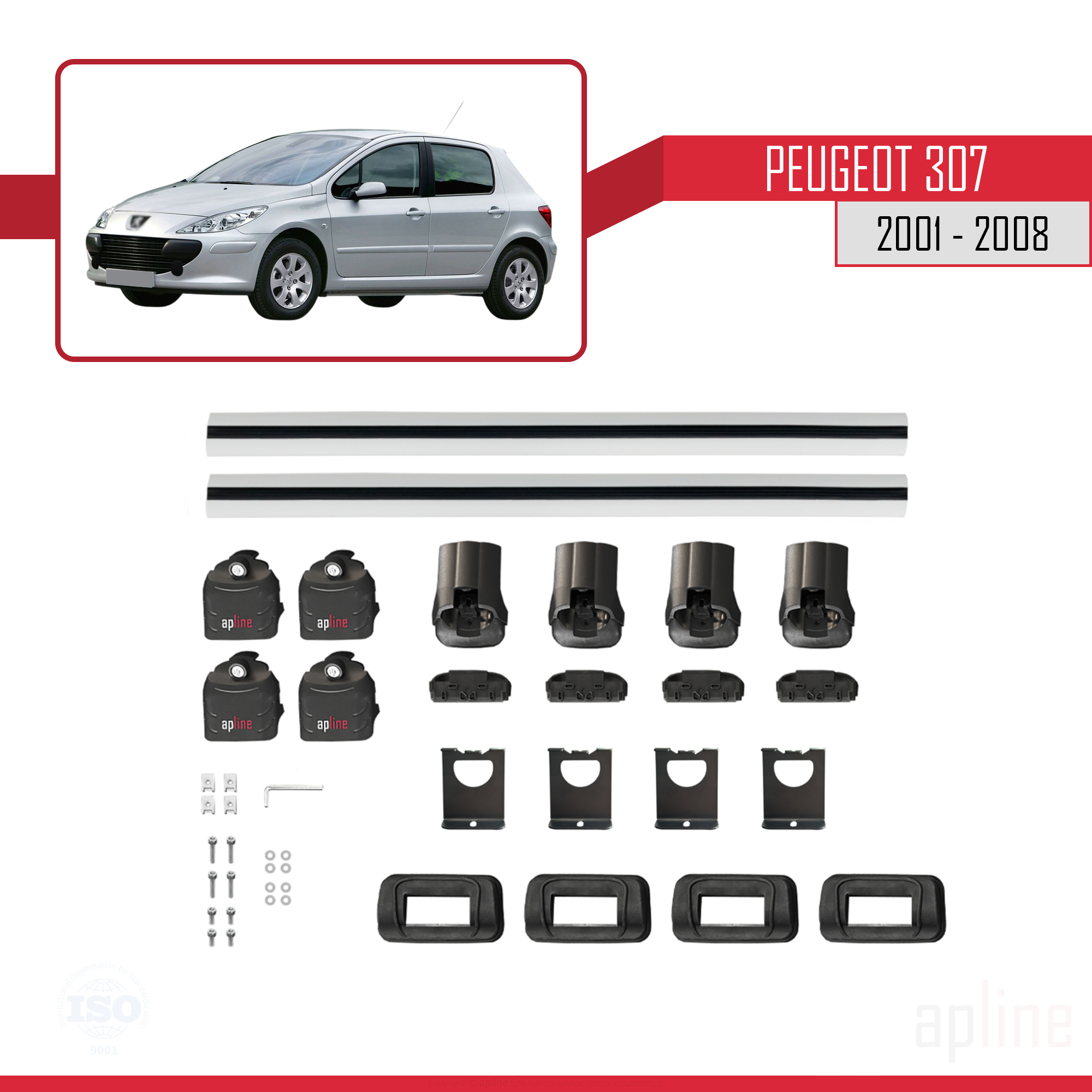 Peugeot 307 2001-2008 Arası ile Uyumlu ACE-3 Model Ara Atkı Tavan Barı Gri 2 Adet - Görsel 6