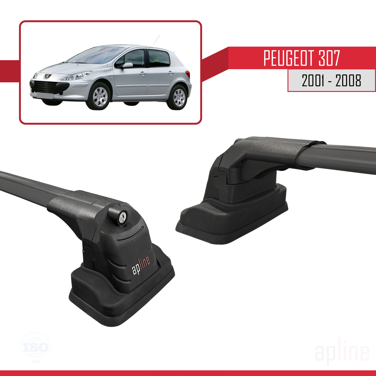 Peugeot 307 2001-2008 Arası ile Uyumlu ACE-3 Model Ara Atkı Tavan Barı Siyah 2 Adet - Görsel 3