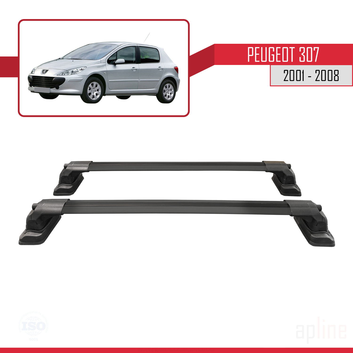 Peugeot 307 2001-2008 Arası ile Uyumlu ACE-3 Model Ara Atkı Tavan Barı Siyah 2 Adet - Görsel 4