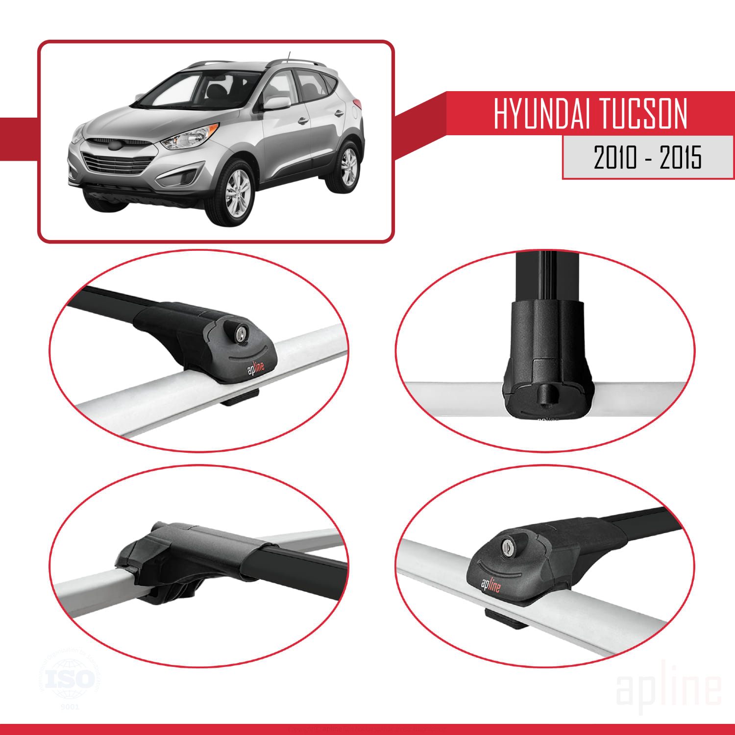 Hyundai Tucson (LM) 2010-2015 Arası ile Uyumlu ACE-1 Model Ara Atkı Tavan Barı Siyah 2 Adet - Görsel 4