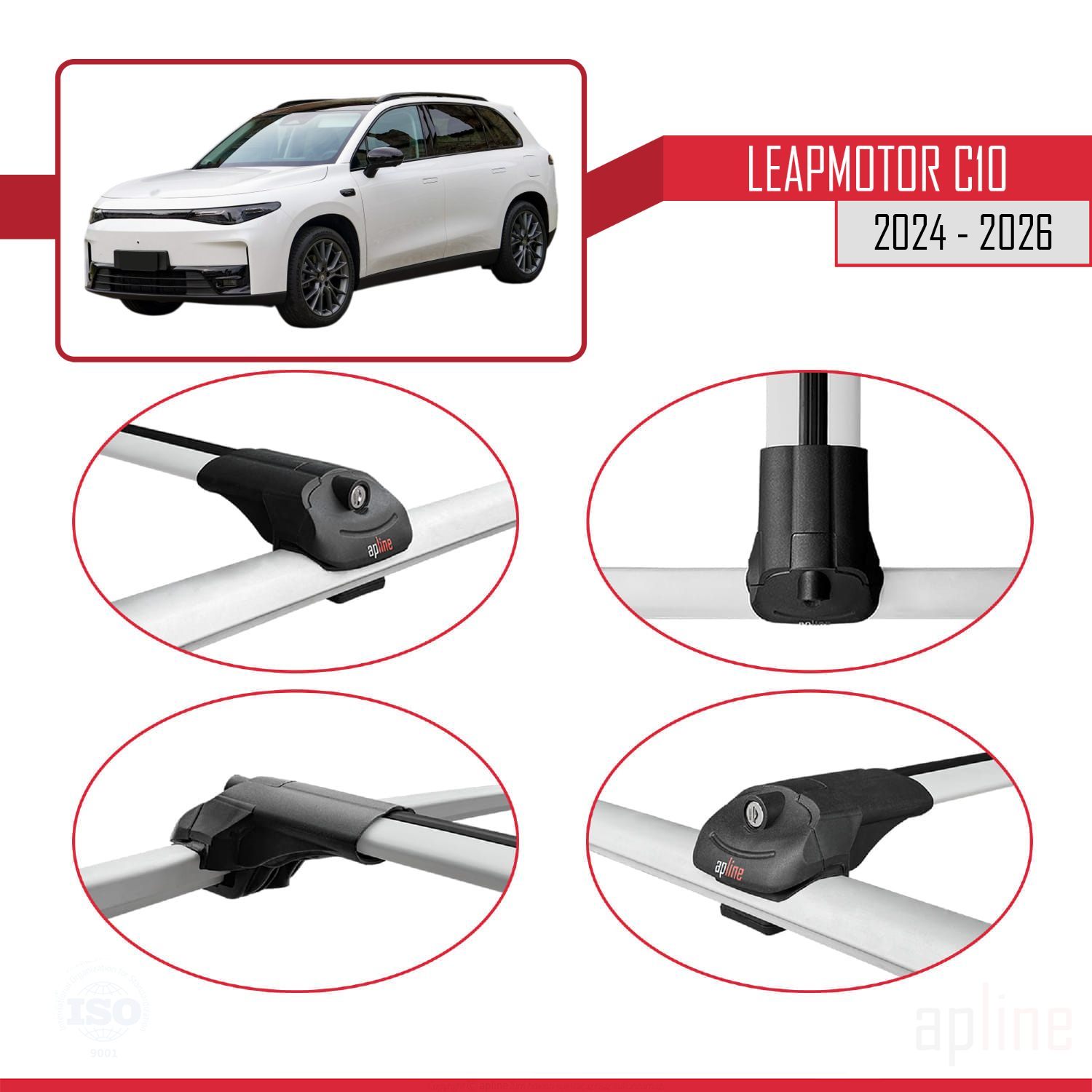 LEAPMOTOR C10 2024-2026 Arası ile Uyumlu ACE-1 Model Ara Atkı Tavan Barı Gri 2 Adet - Görsel 4