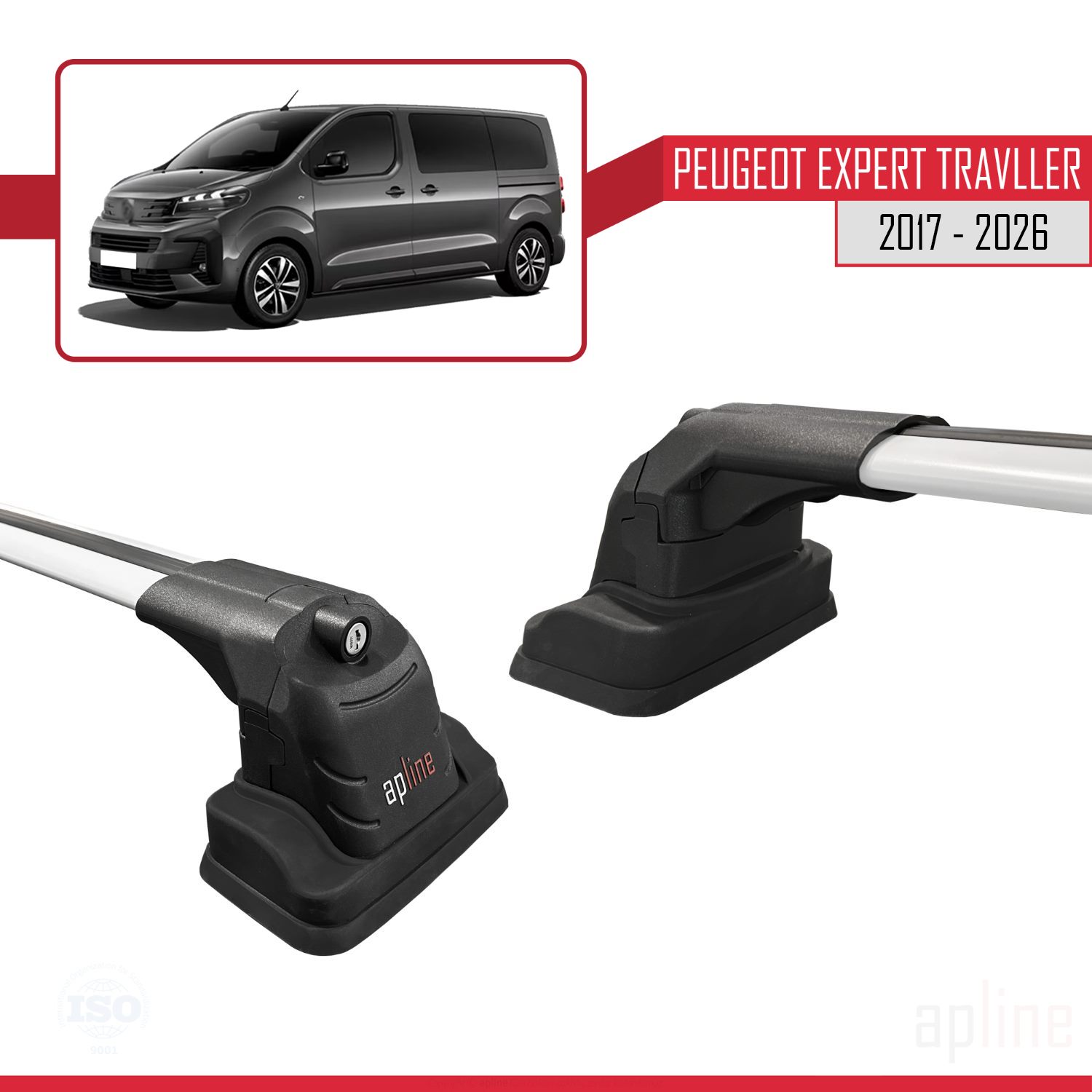 Peugeot Expert Traveller (K0) 2017-2026 Arası ile Uyumlu ACE-3 Model Ara Atkı Tavan Barı Gri 2 Adet - Görsel 4