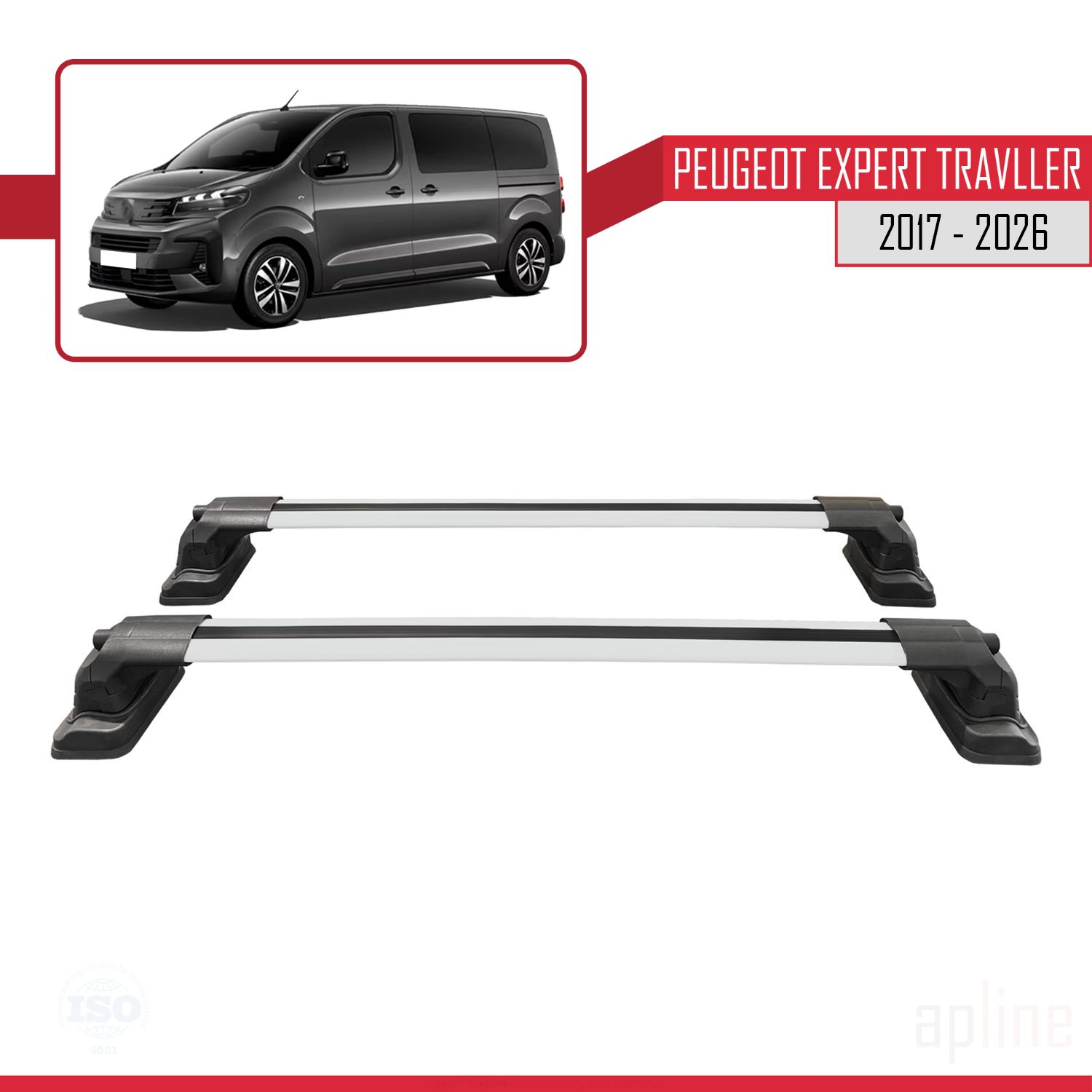 Peugeot Expert Traveller (K0) 2017-2026 Arası ile Uyumlu ACE-3 Model Ara Atkı Tavan Barı Gri 2 Adet - Görsel 5
