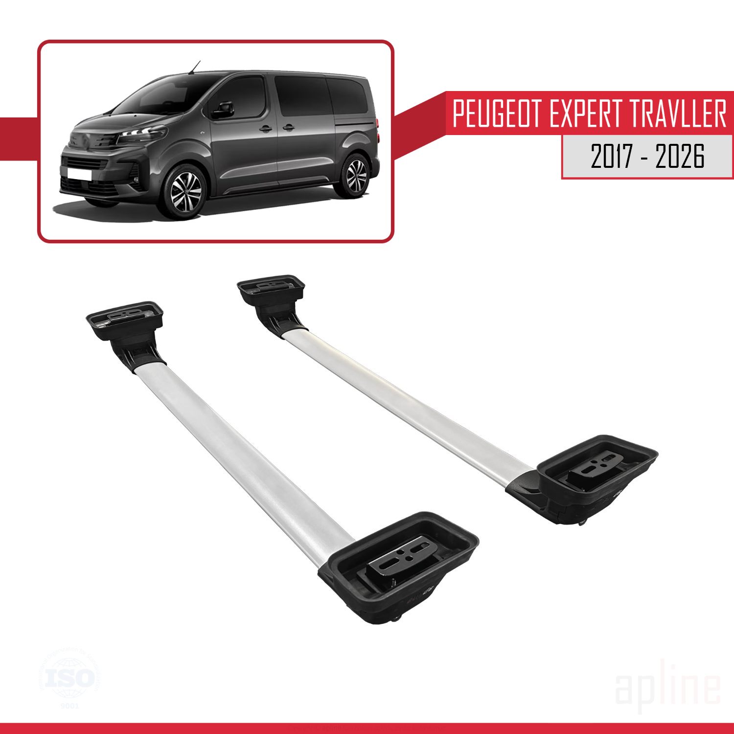 Peugeot Expert Traveller (K0) 2017-2026 Arası ile Uyumlu ACE-3 Model Ara Atkı Tavan Barı Gri 2 Adet - Görsel 6