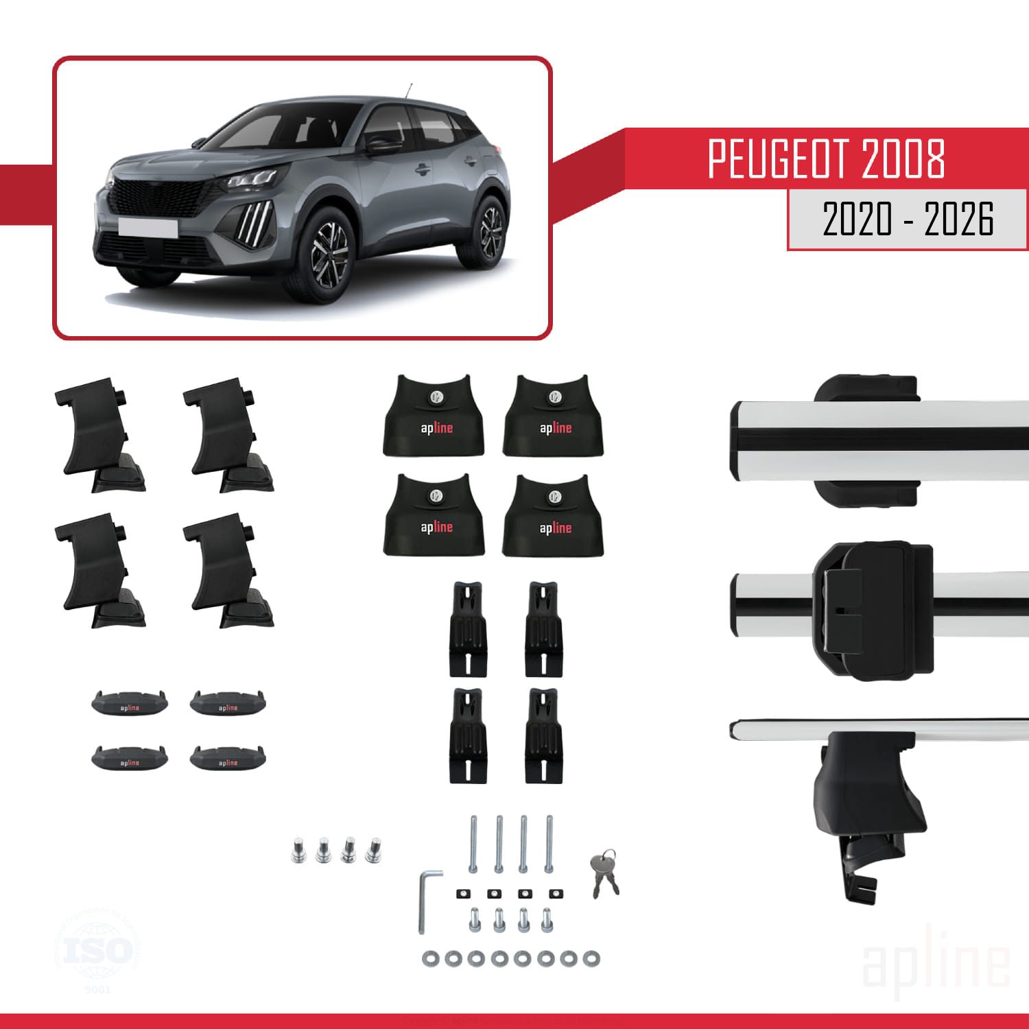 Peugeot 2008 II (P24) 2020 -2026 Arası ile Uyumlu ACE-4 Ara Atkı Tavan Barı Gri 2 Adet - Görsel 5