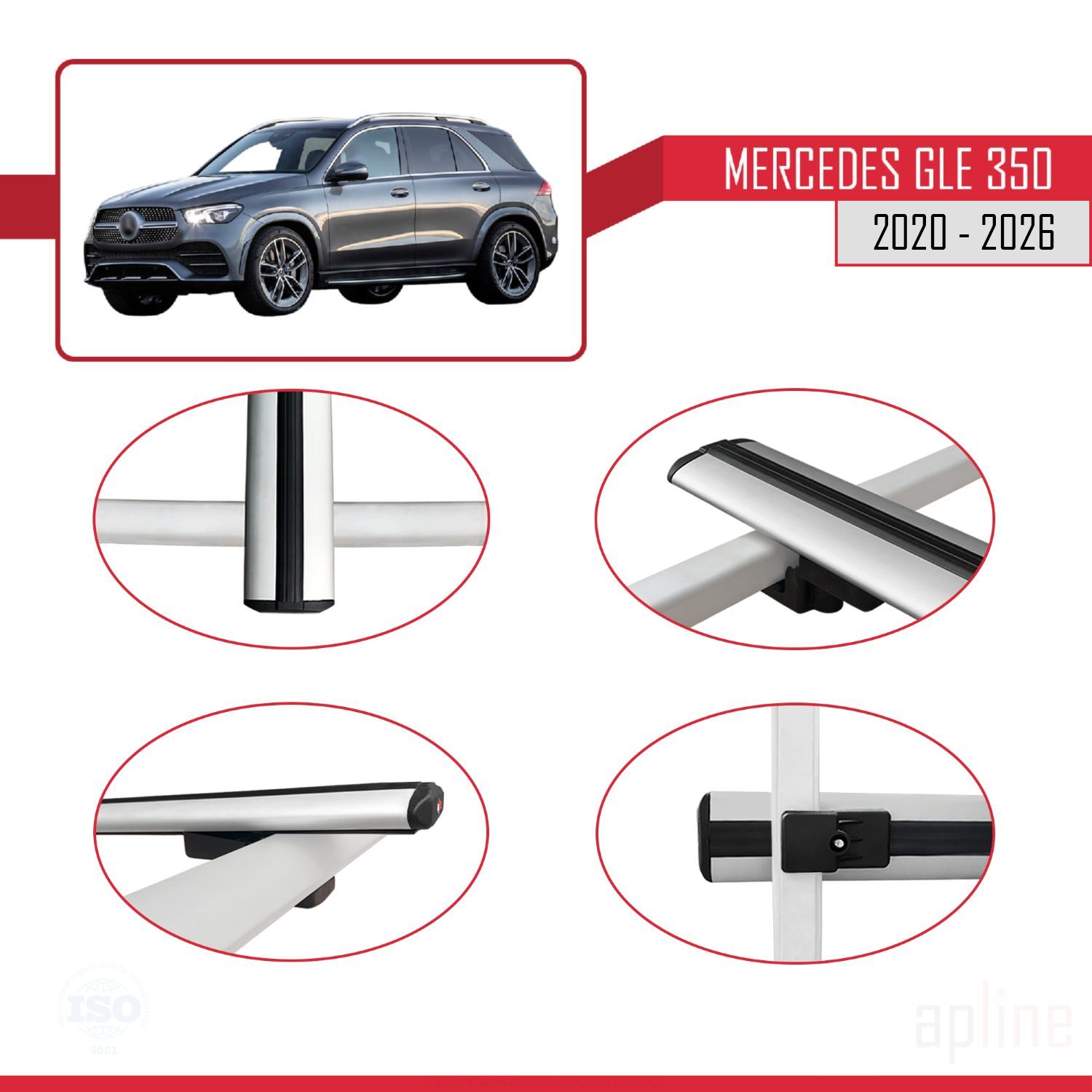 Mercedes GLE Class 4 (W167) 2019-2026 Arası ile uyumlu BASIC Model Ara Atkı Tavan Barı Gri 3 Adet - Görsel 4