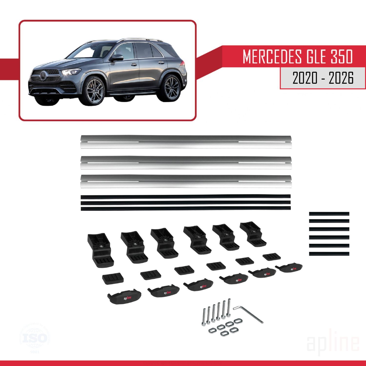 Mercedes GLE Class 4 (W167) 2019-2026 Arası ile uyumlu BASIC Model Ara Atkı Tavan Barı Gri 3 Adet - Görsel 6