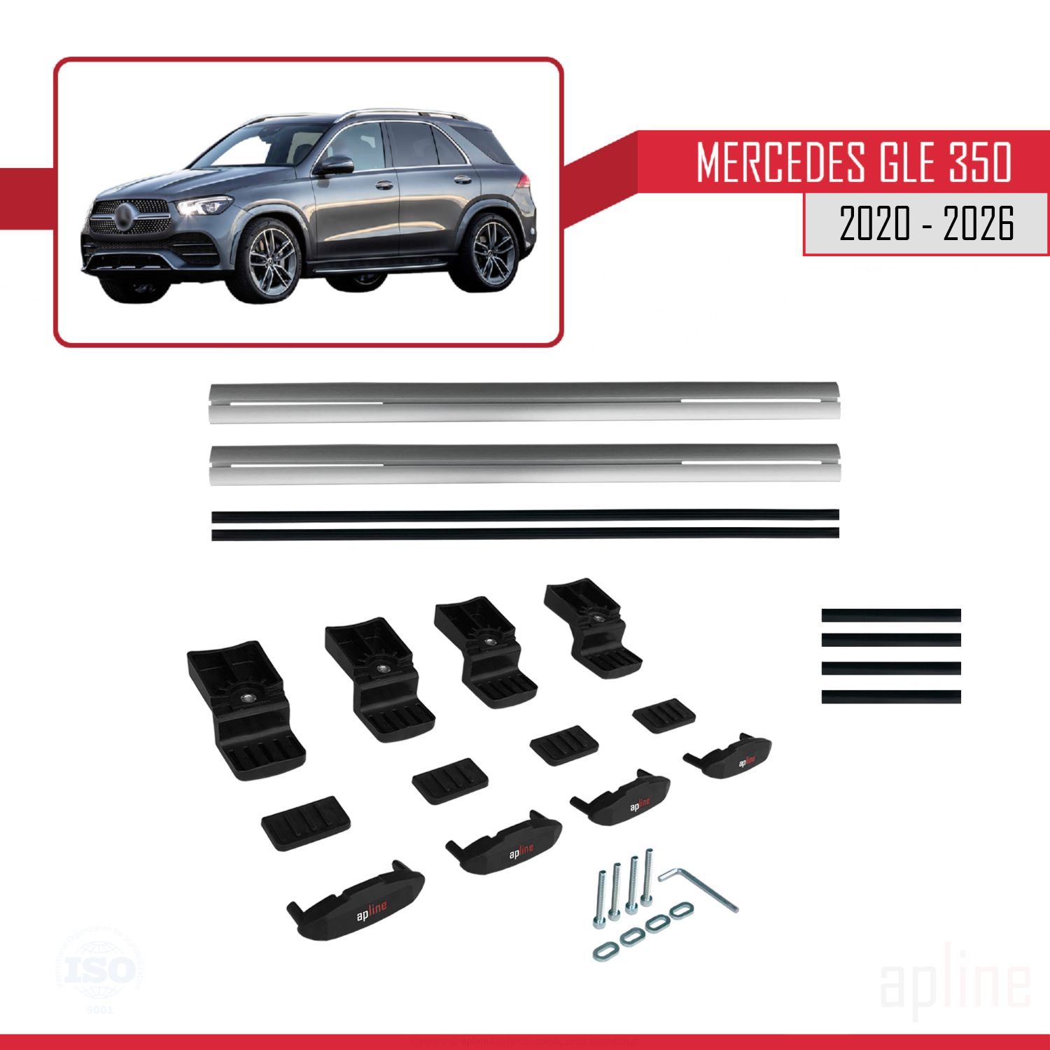 Mercedes GLE Class 4 (W167) 2019-2026 Arası ile uyumlu BASIC Model Ara Atkı Tavan Barı Gri 2 Adet - Görsel 6