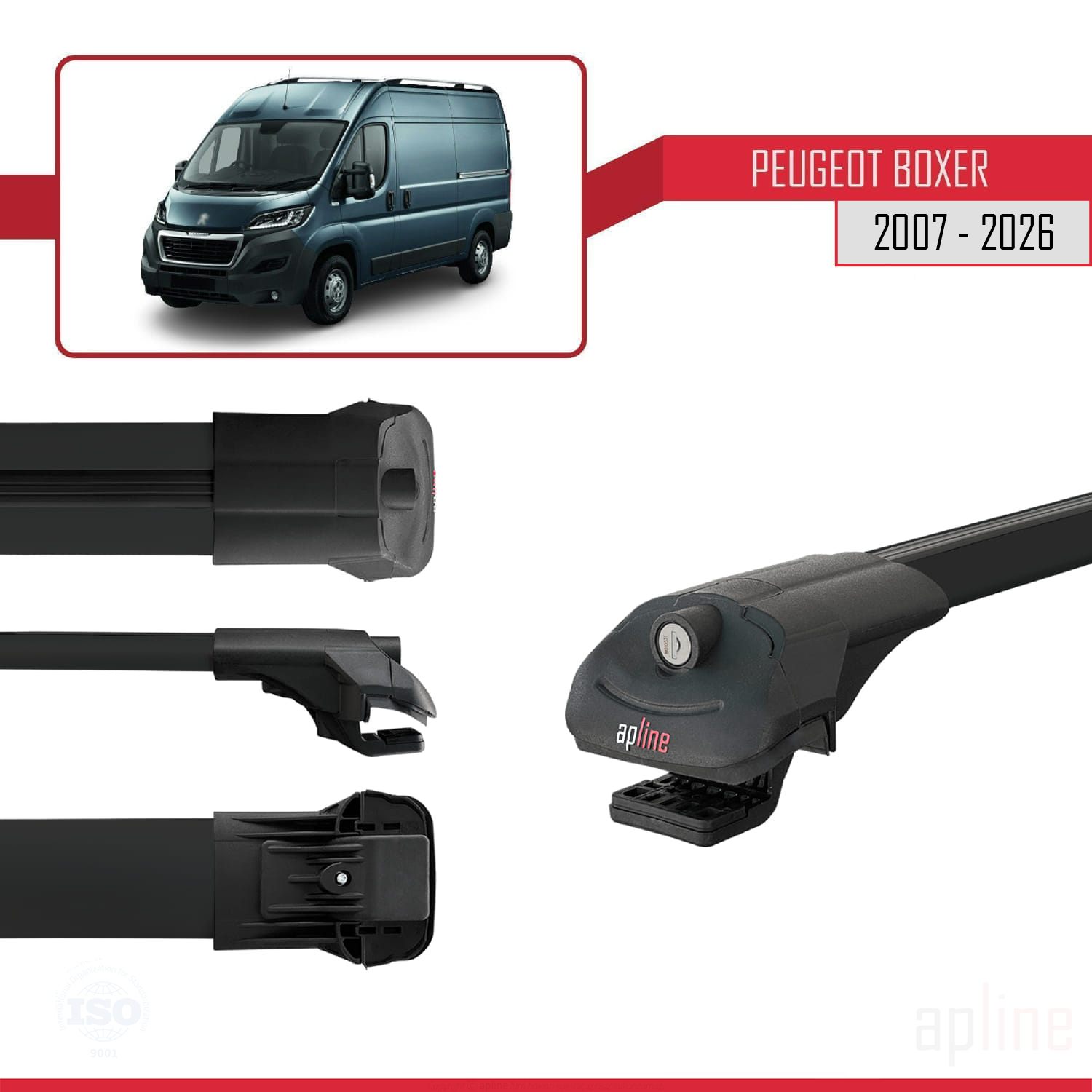 Peugeot Boxer 2 (250) 2007-2026 Arası ile Uyumlu ACE-1 Model Ara Atkı Tavan Barı Siyah 4 Adet - Görsel 3