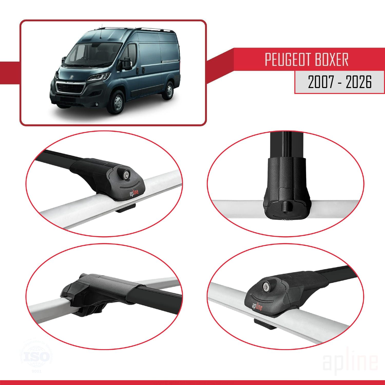 Peugeot Boxer 2 (250) 2007-2026 Arası ile Uyumlu ACE-1 Model Ara Atkı Tavan Barı Siyah 4 Adet - Görsel 4