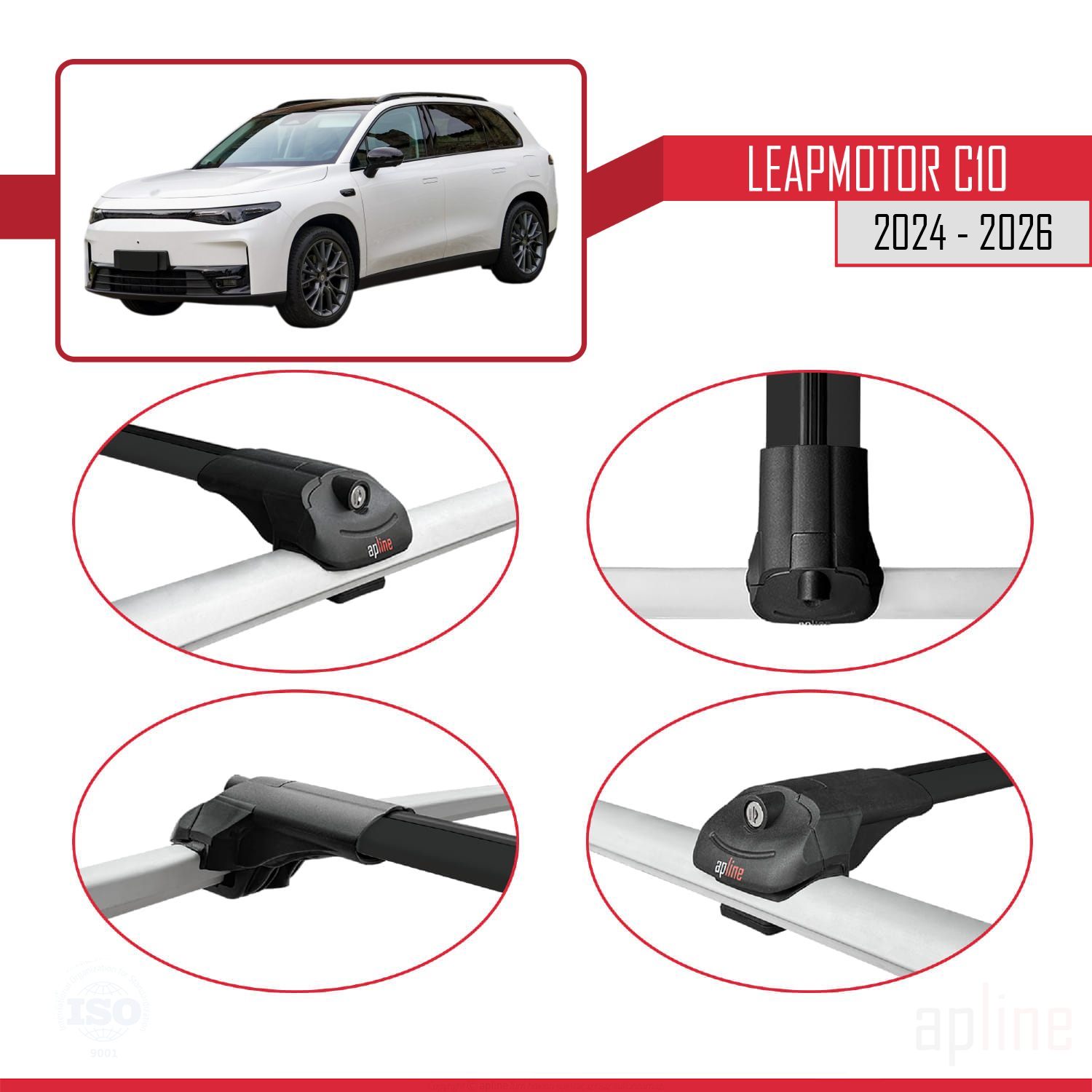 LEAPMOTOR C10 2024-2026 Arası ile Uyumlu ACE-1 Model Ara Atkı Tavan Barı Siyah 3 Adet - Görsel 4