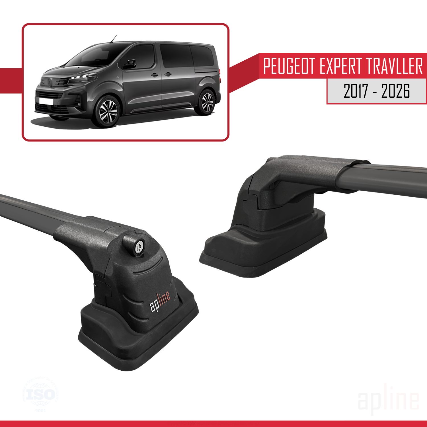 Peugeot Expert Traveller (K0) 2017-2026 Arası ile Uyumlu ACE-3 Model Ara Atkı Tavan Barı Siyah 2 Adet - Görsel 4