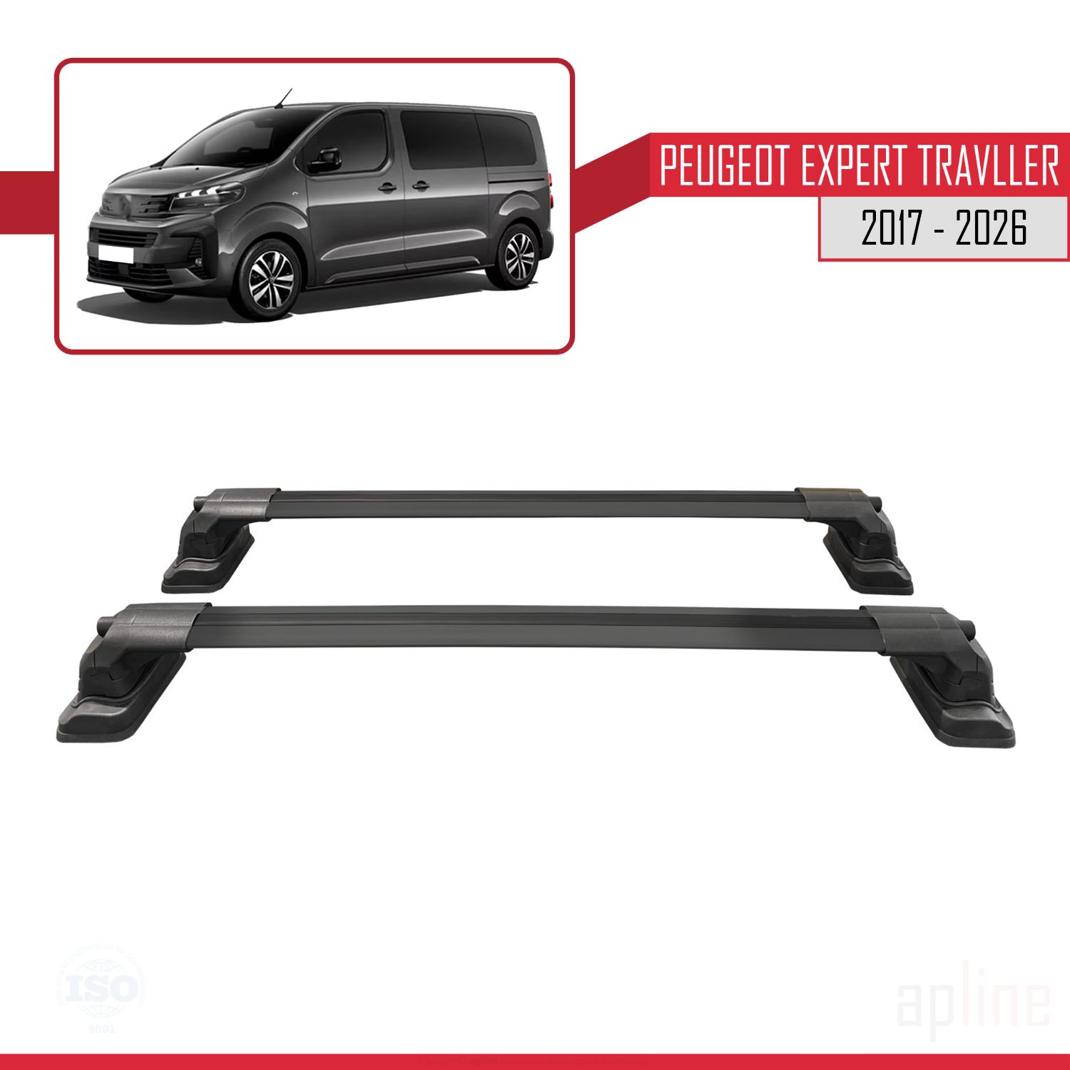 Peugeot Expert Traveller (K0) 2017-2026 Arası ile Uyumlu ACE-3 Model Ara Atkı Tavan Barı Siyah 2 Adet - Görsel 5